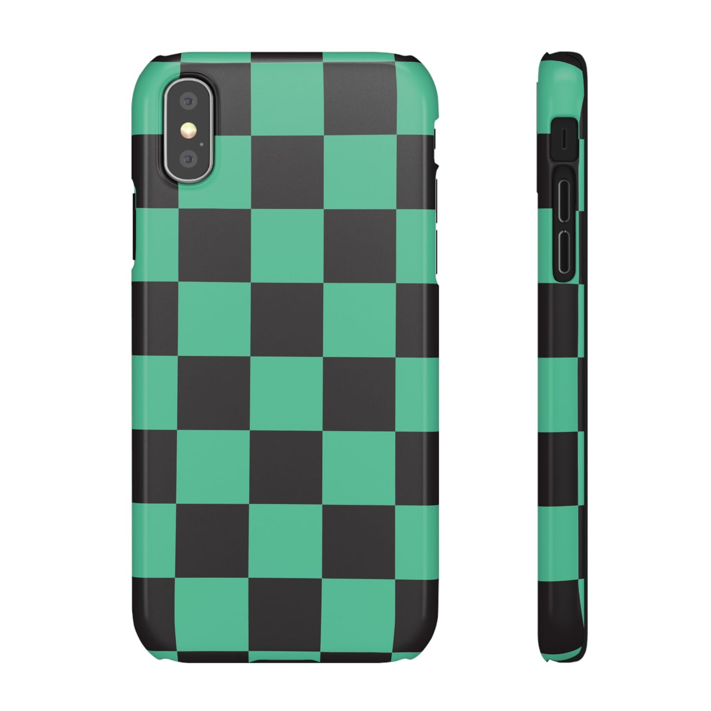 Checkered Teal Snap Case — Black & Teal Phone Cover