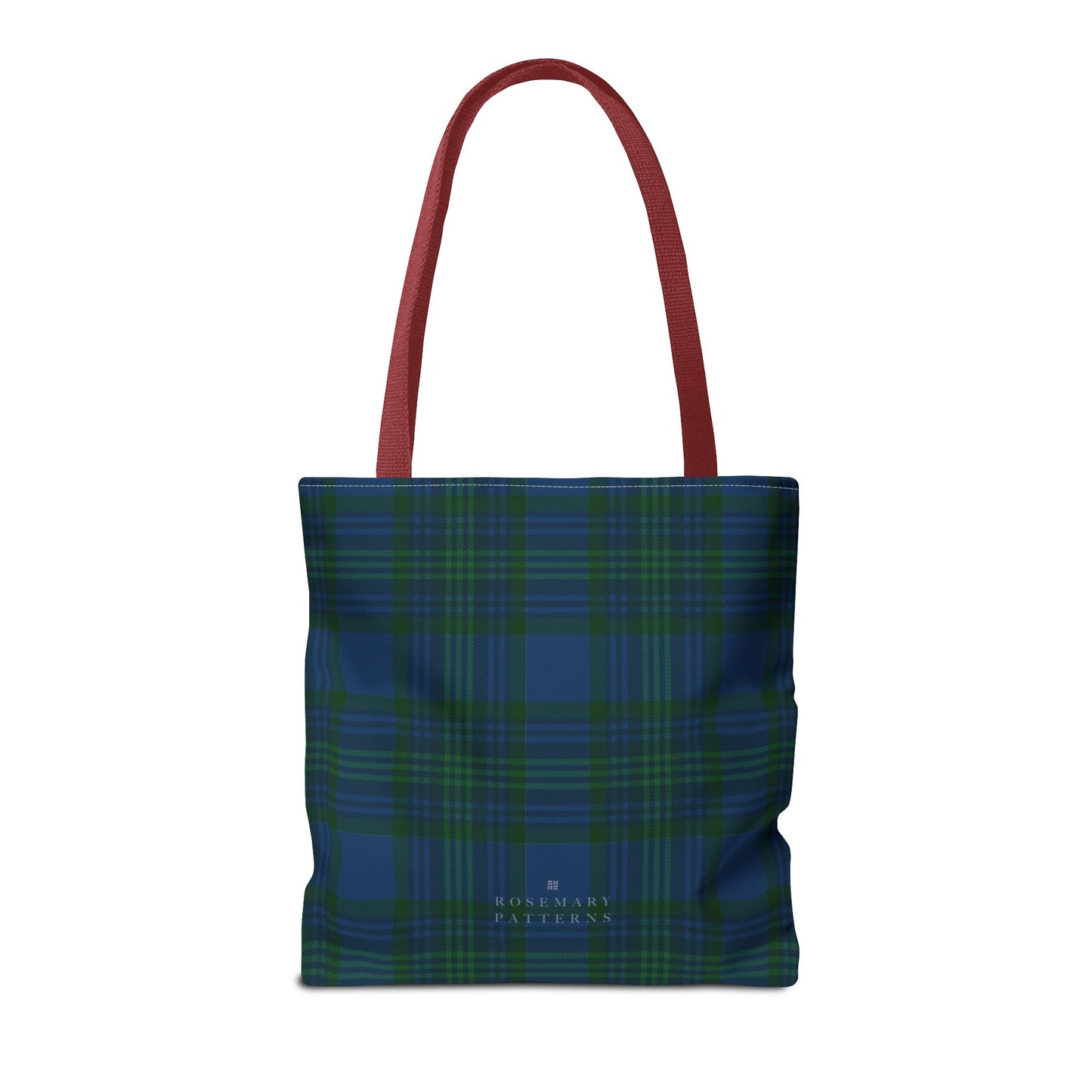 Tartan plaid tote bag in blue and green, eco friendly reusable market tote with Scottish pattern, cotton handles