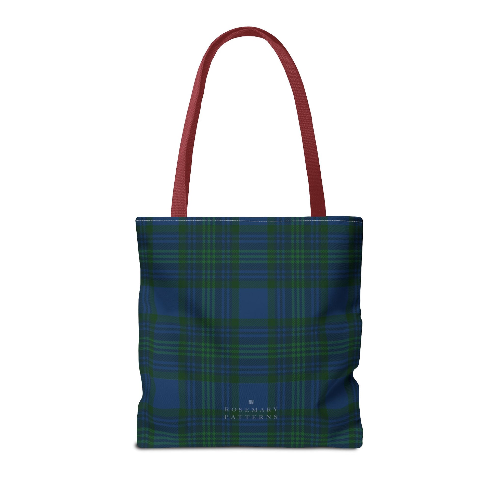 Tartan plaid tote bag in blue and green, eco friendly reusable market tote with Scottish pattern, cotton handles