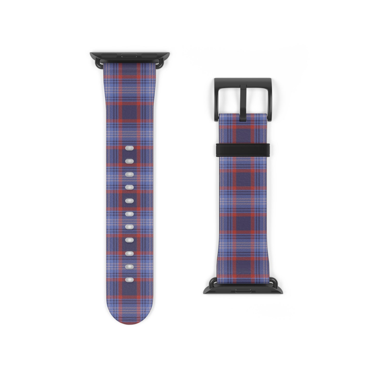 Apple Watch band in blue and red plaid, classic tartan strap, preppy style, perfect everyday band for men and women