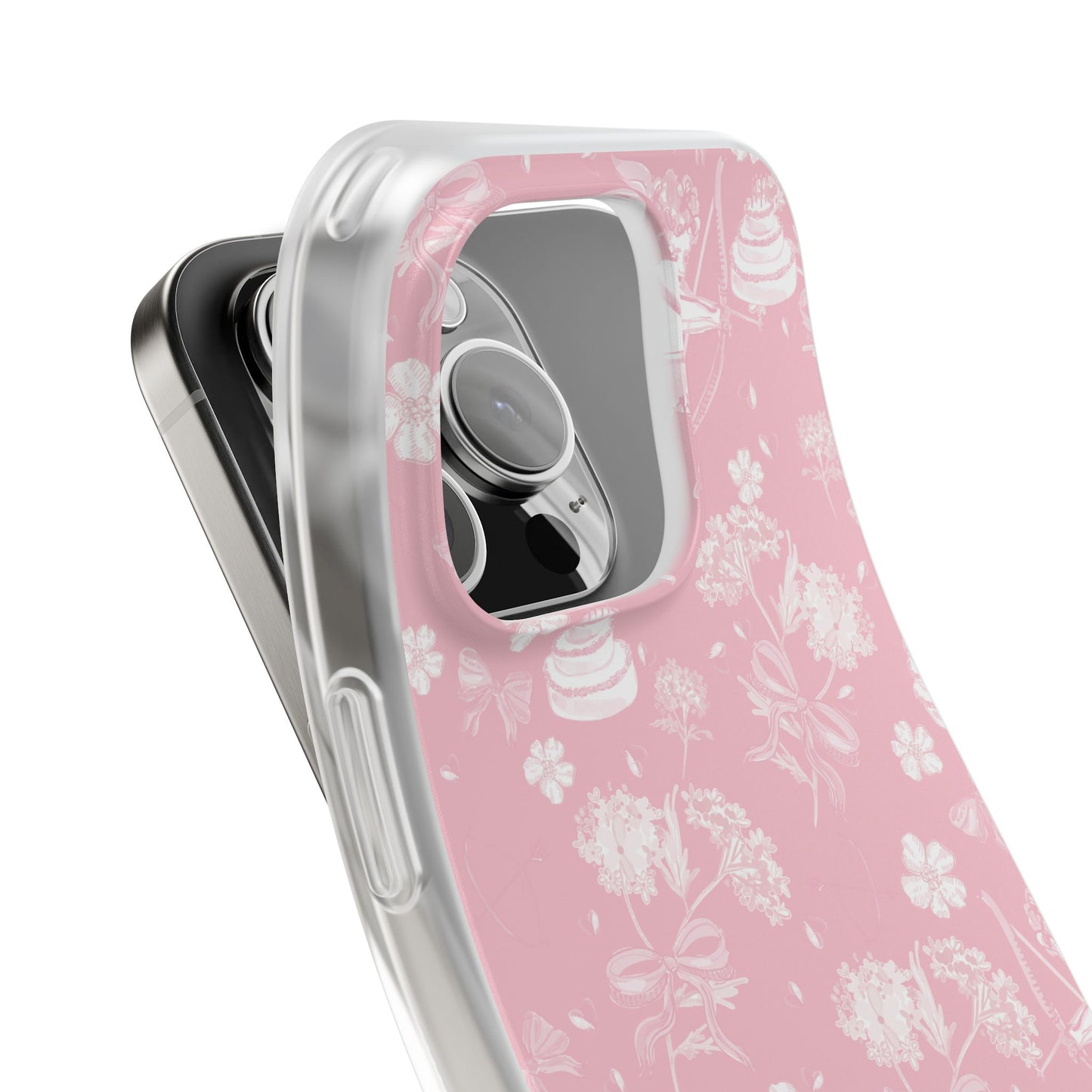 Pink Floral Cherub Flexi Phone Case for Apple iPhone and Samsung Galaxy.