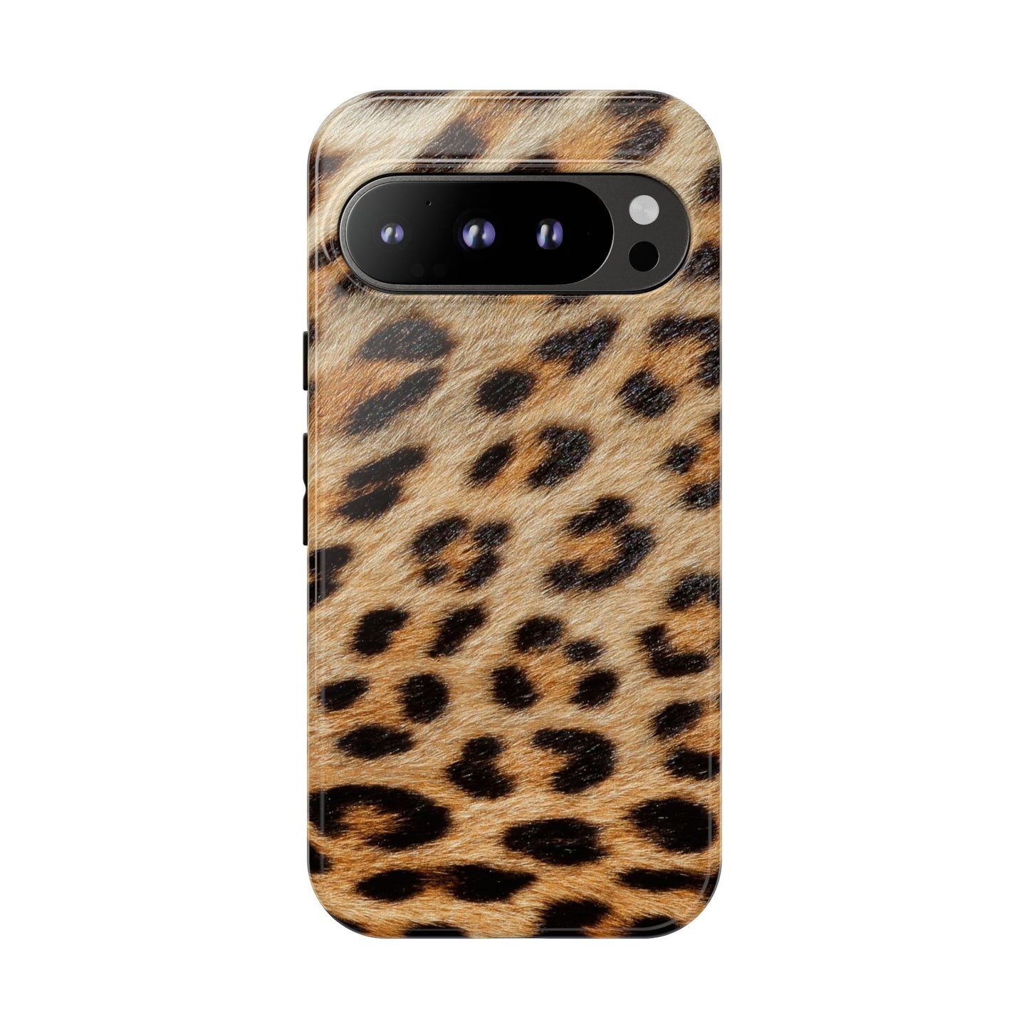 Leopard Print Tough Phone Case — Durable Protective Case with Wild Animal Fur Design