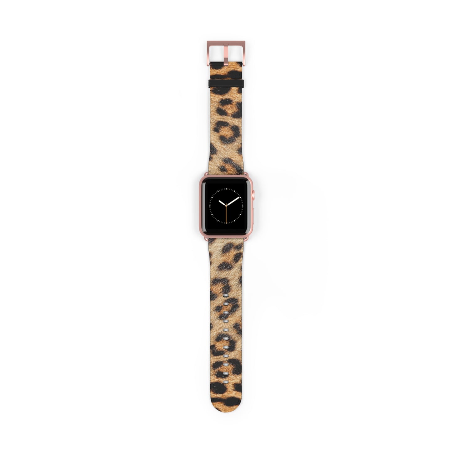 Leopard fur Apple Watch band in faux leather, big cat pattern, stylish gift for her, stainless steel buckle