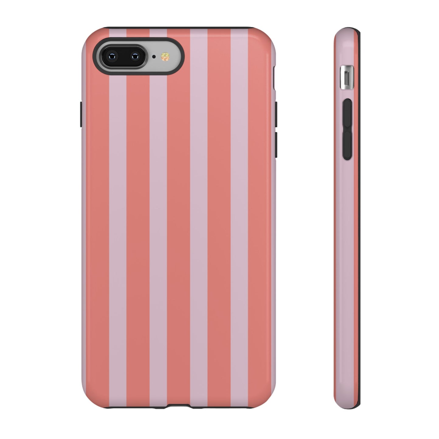 Pink Striped Tough Phone Case — Durable Protective Cover