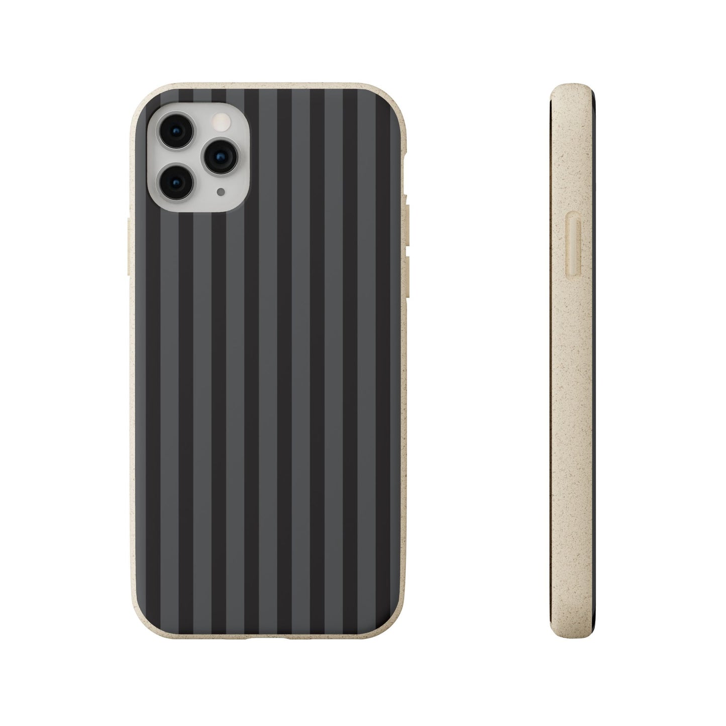 Biodegradable Black Vertical Stripe Phone Cover for Apple iPhone and Samsung Galaxy.