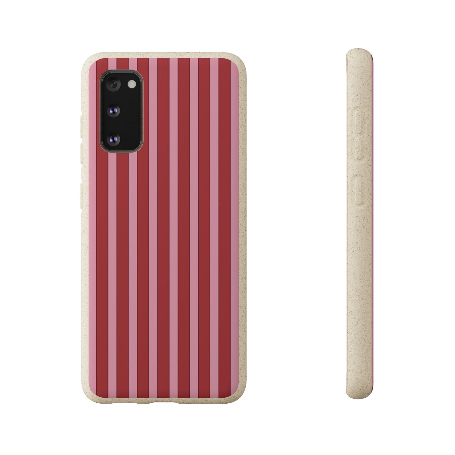 Biodegradable Phone Case — Red Vertical Stripe Eco Protective Cover for Apple iPhone and Samsung Galaxy.