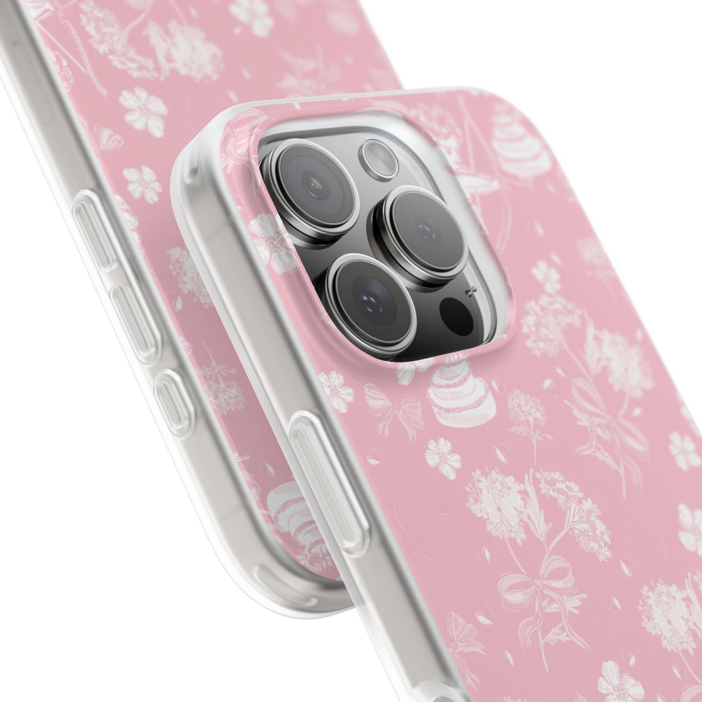Pink Floral Cherub Flexi Phone Case for Apple iPhone and Samsung Galaxy.