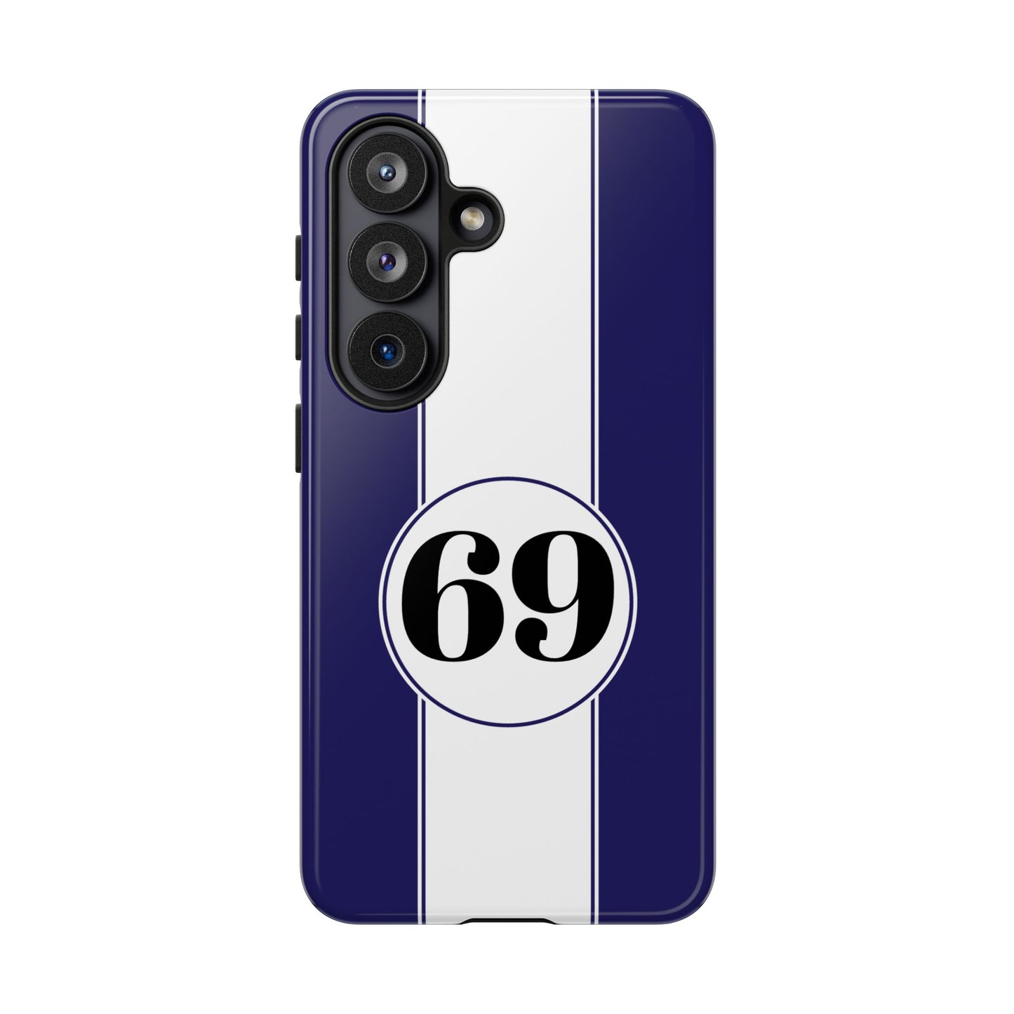 Custom Number Racing Stripe Tough Phone Case for Apple iPhone, Samsung Galaxy and Google Pixel.