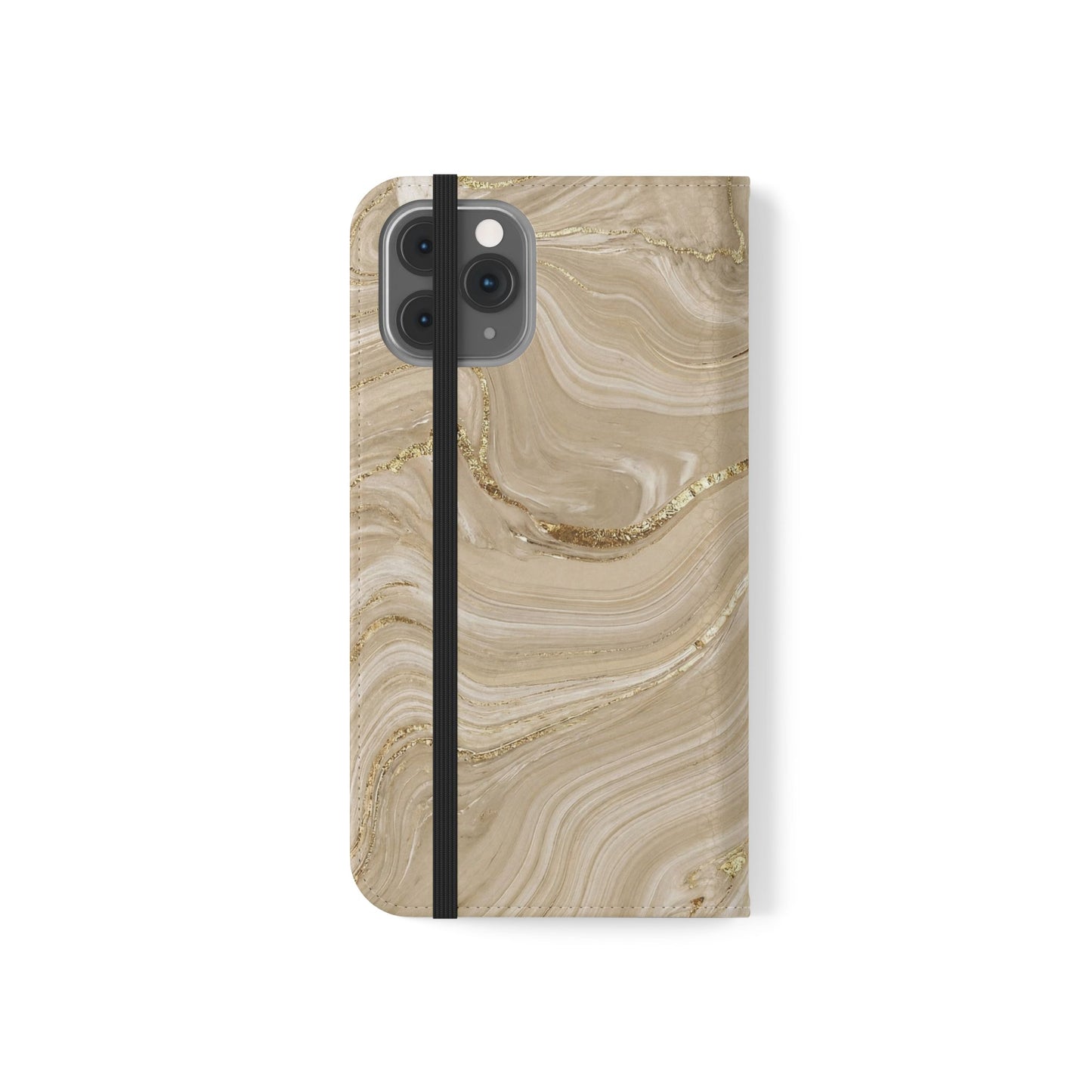 Marble Beige Flip Phone Case – Stylish Wallet Phone Cover with Card Slots