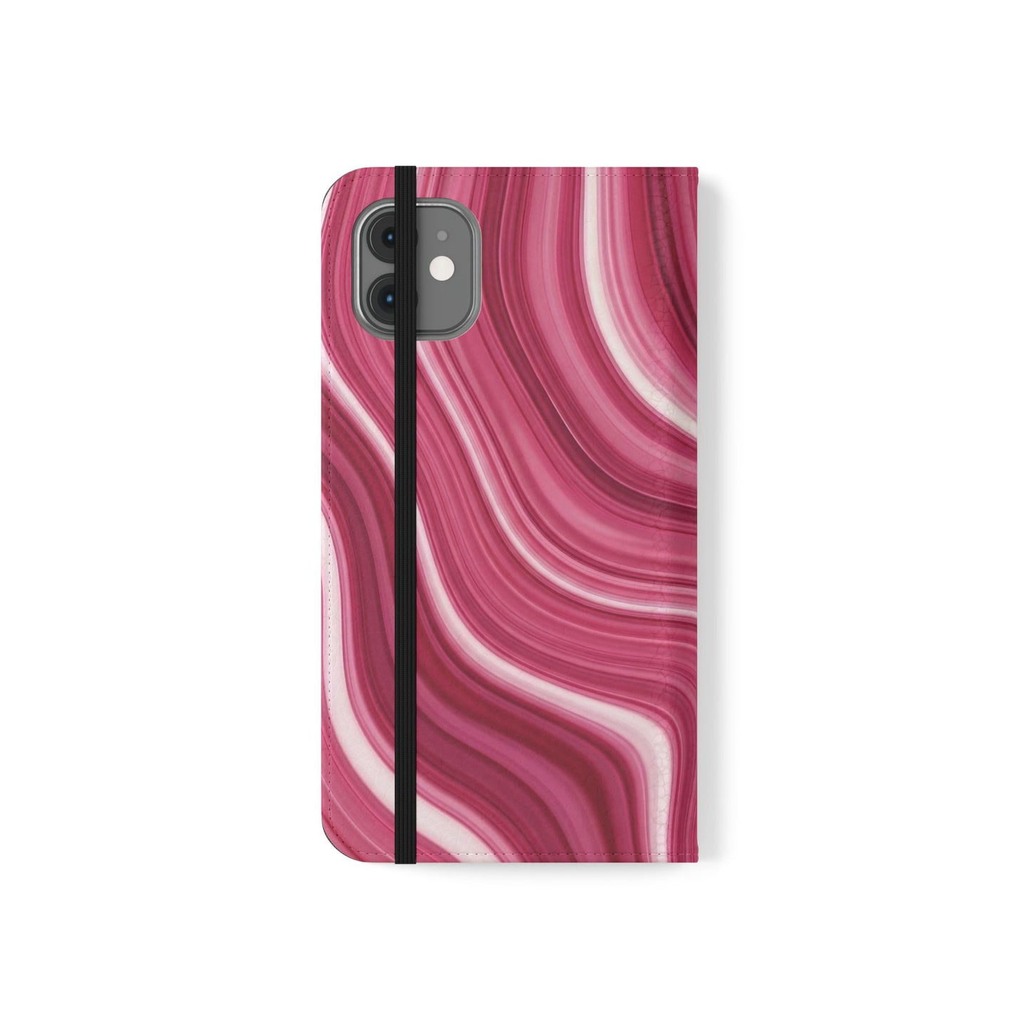 Pink Marble Swirl Flip Case — Wallet Phone Cover with Card Slots
