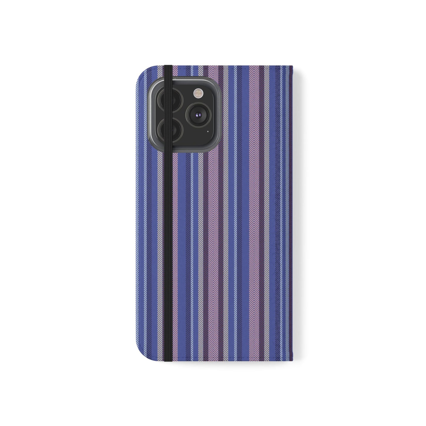 Striped Blue Flip Phone Case — Wallet Folio Phone Cover