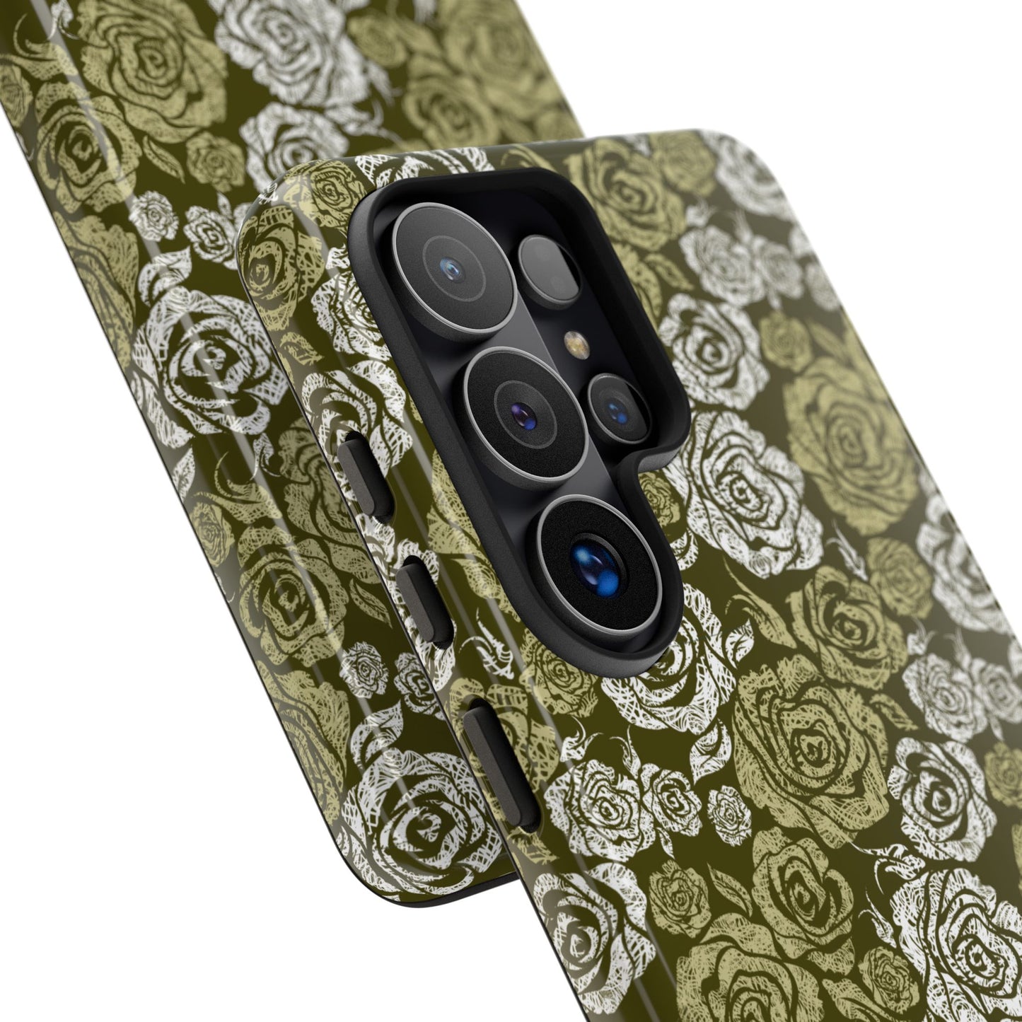 Floral Olive Rose Pattern Tough Phone Case