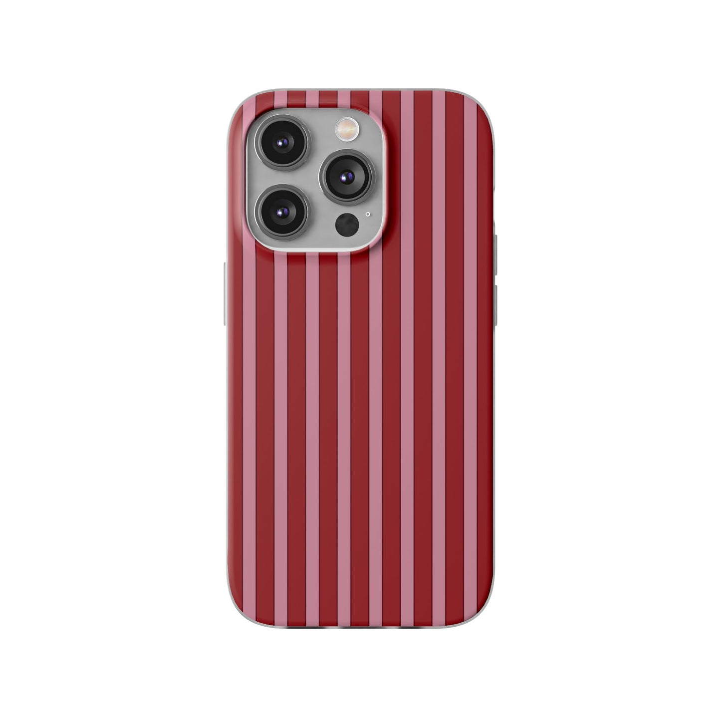 Red Vertical Stripe Protective Flexi Case for Apple iPhone, Samsung Galaxy.
