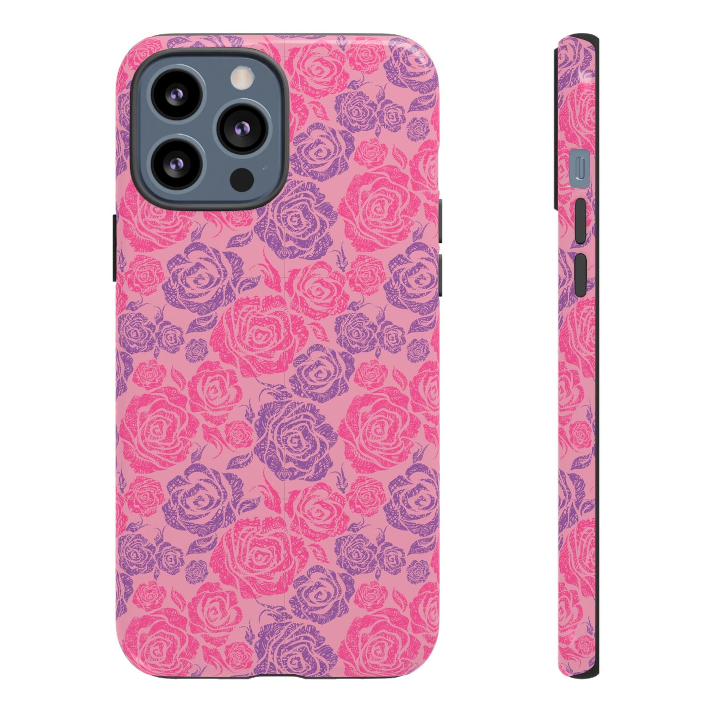 Pink & Lavender Rose Pattern Tough Phone Case