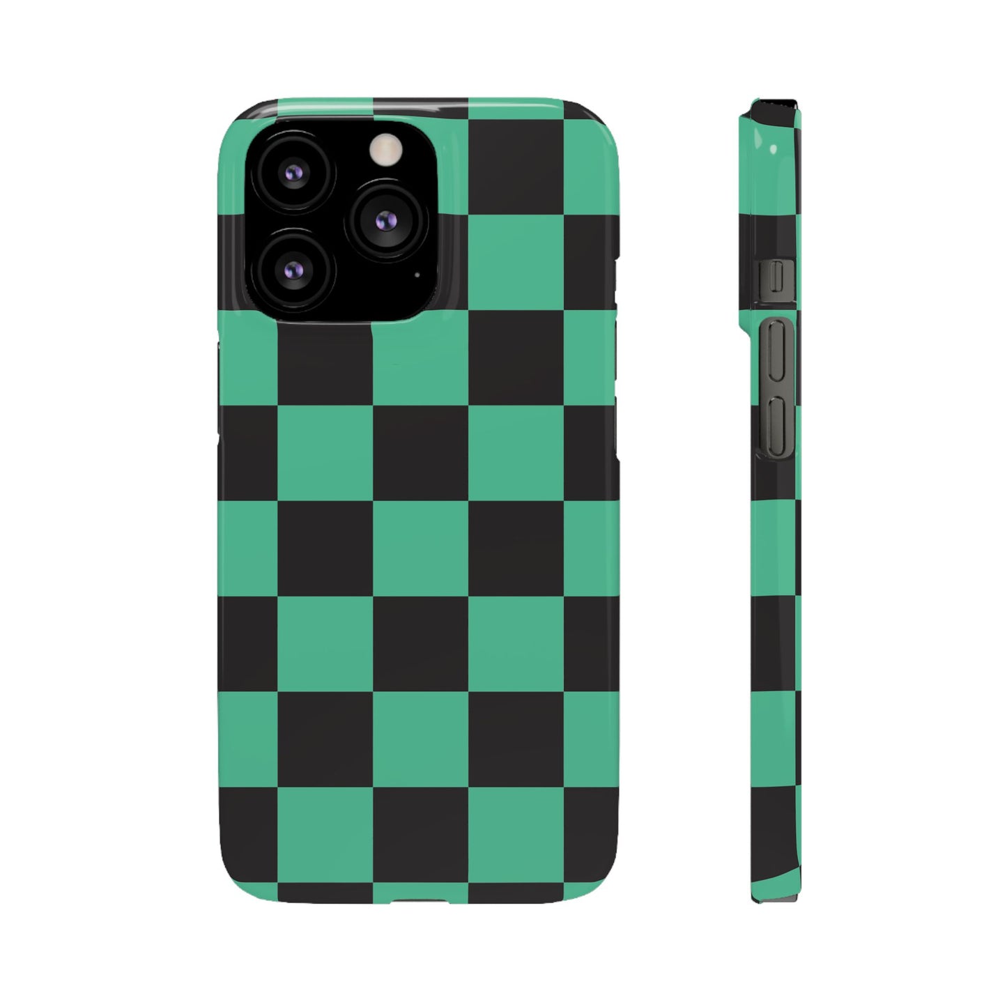 Checkered Teal Snap Case — Black & Teal Phone Cover