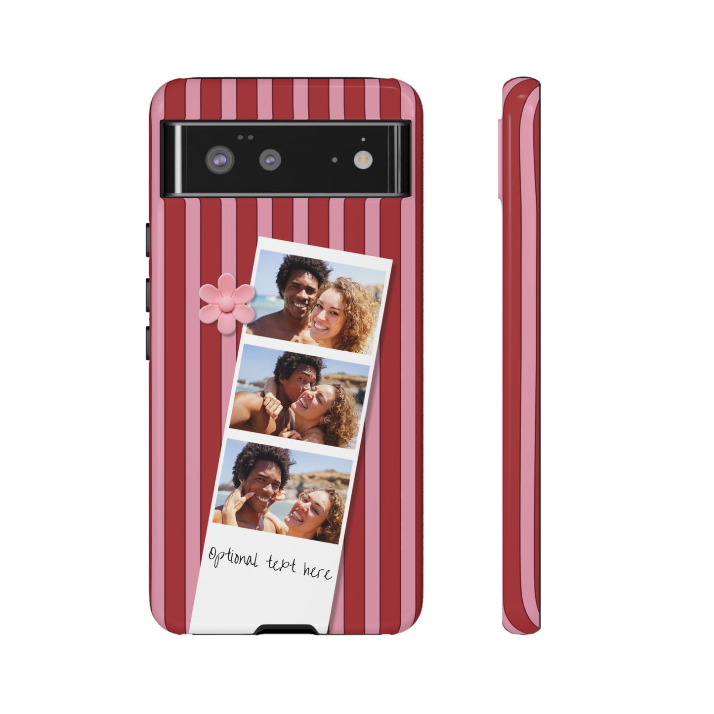 Customisable Three Photo Personalised Collage Tough Phone Case for Apple iPhone, Samsung Galaxy and Google Pixel.