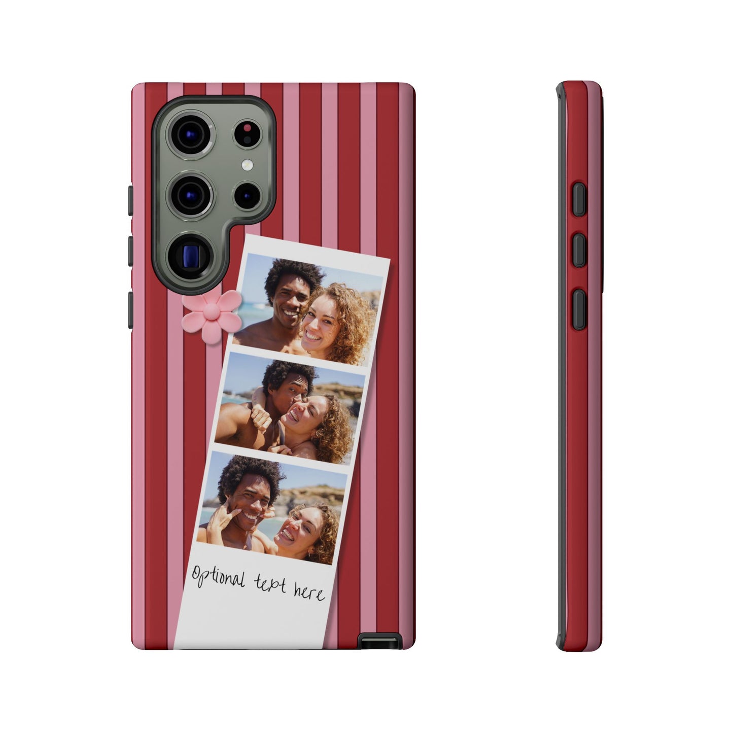 Customisable Three Photo Personalised Collage Tough Phone Case for Apple iPhone, Samsung Galaxy and Google Pixel.