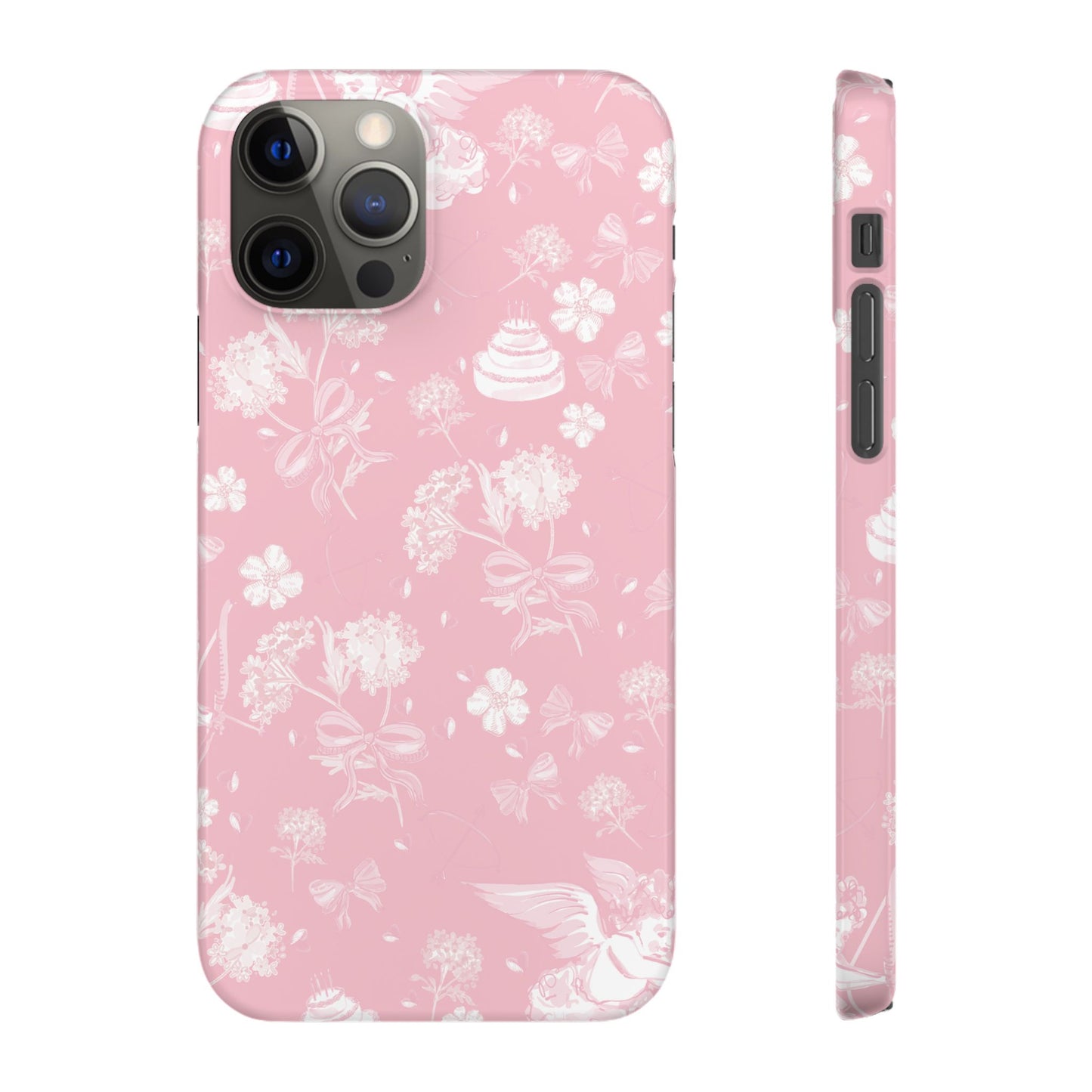 Pink Floral Slim Phone Case for Apple iPhone, Samsung Galaxy and Google Pixel.