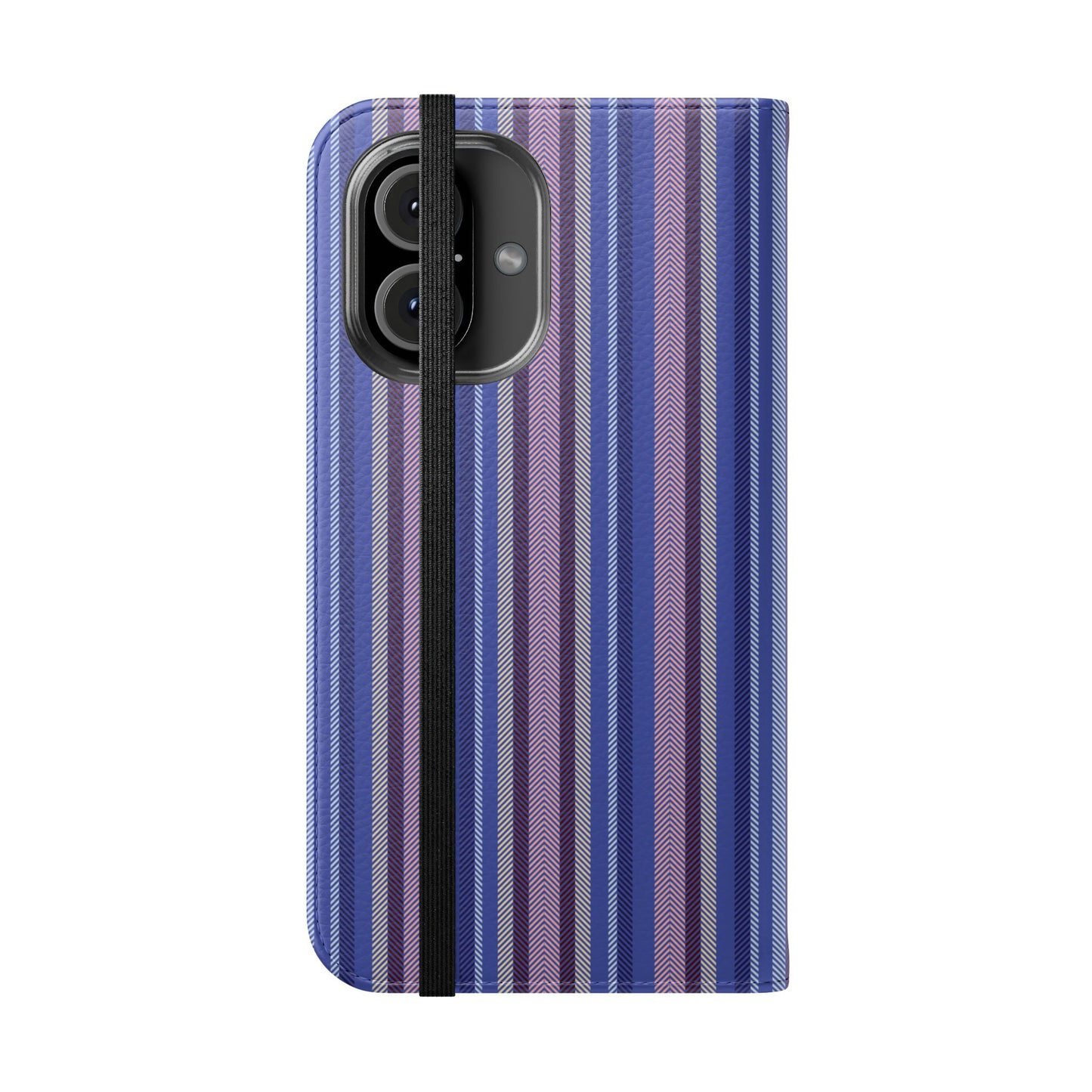 Striped Blue Flip Phone Case — Wallet Folio Phone Cover