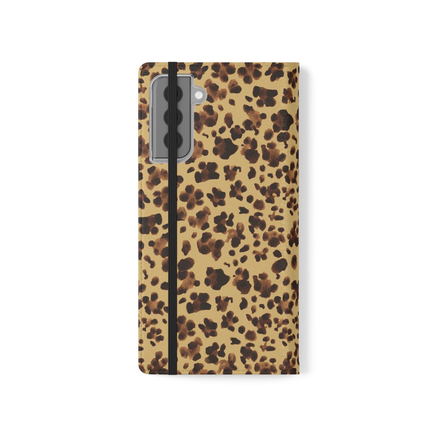 Leopard Print watercolour Flip Phone Case - Stylish Wallet Folio Cover with Card Slots