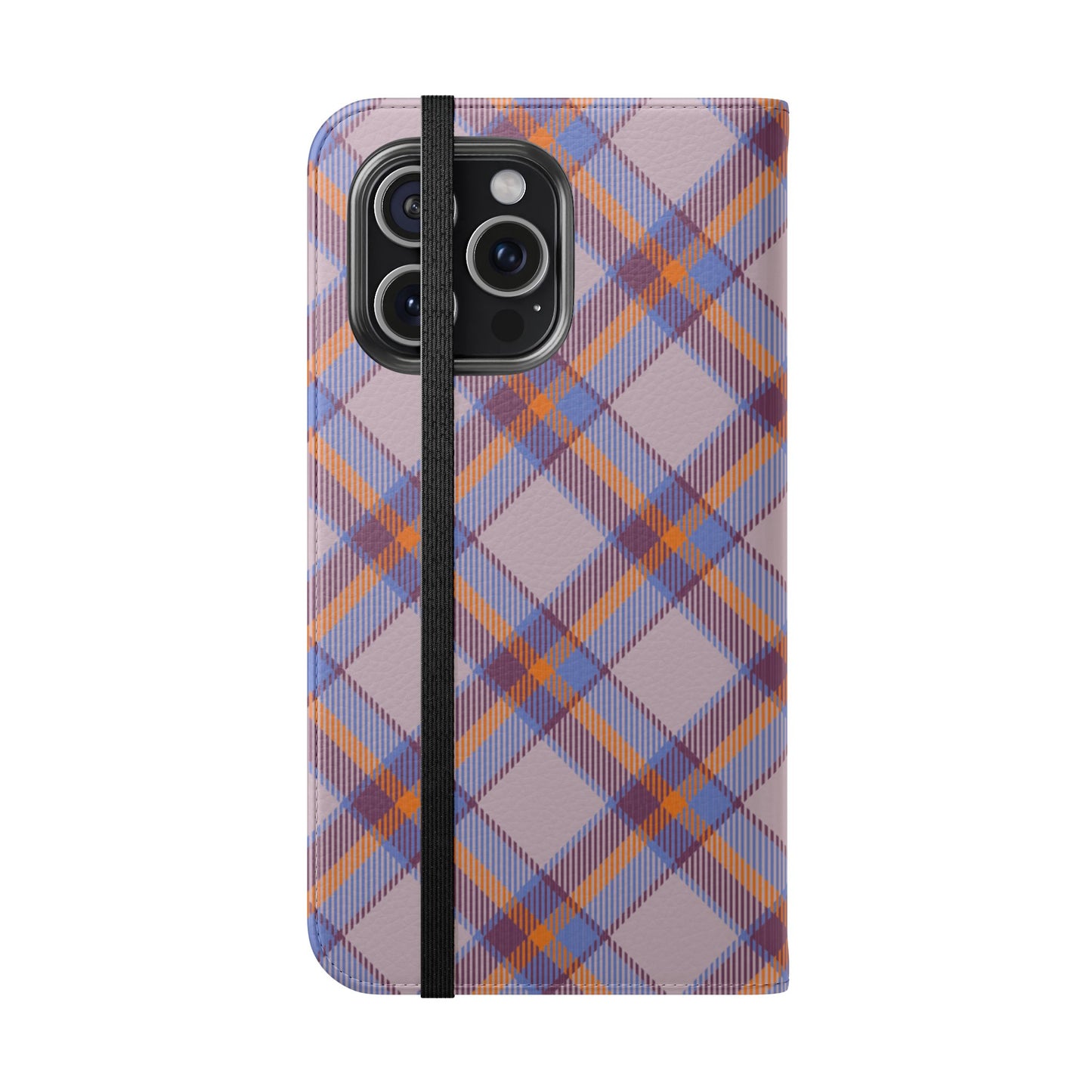 Tartan Flip Phone Case — purple & Orange Plaid Wallet Cover