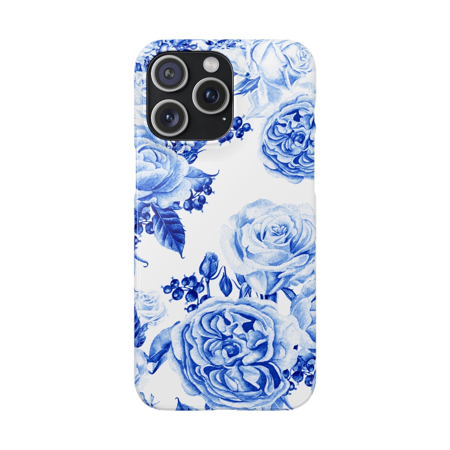 Blue Porcelain Floral Snap Phone Case — Vintage Rose Pattern