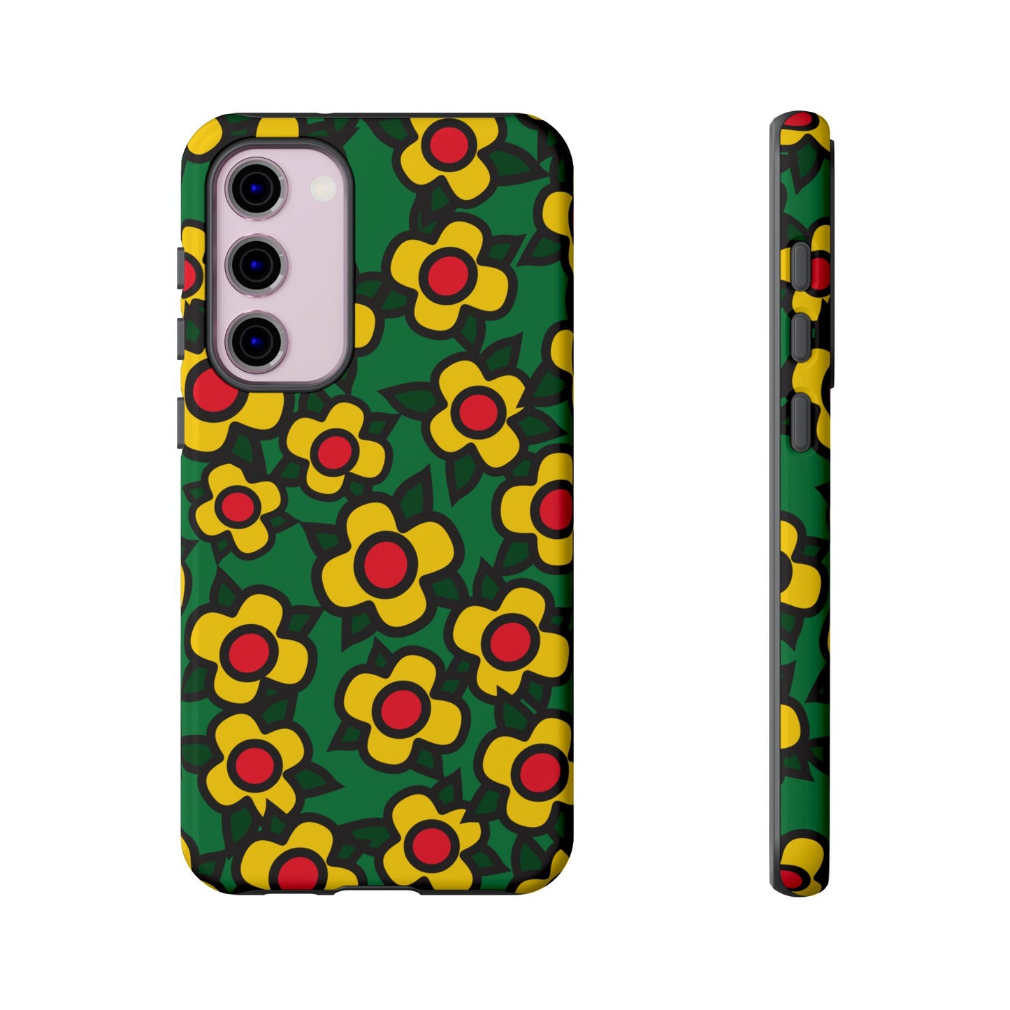 Floral Pop Tough Phone Case — Retro Yellow Red Flower Pattern