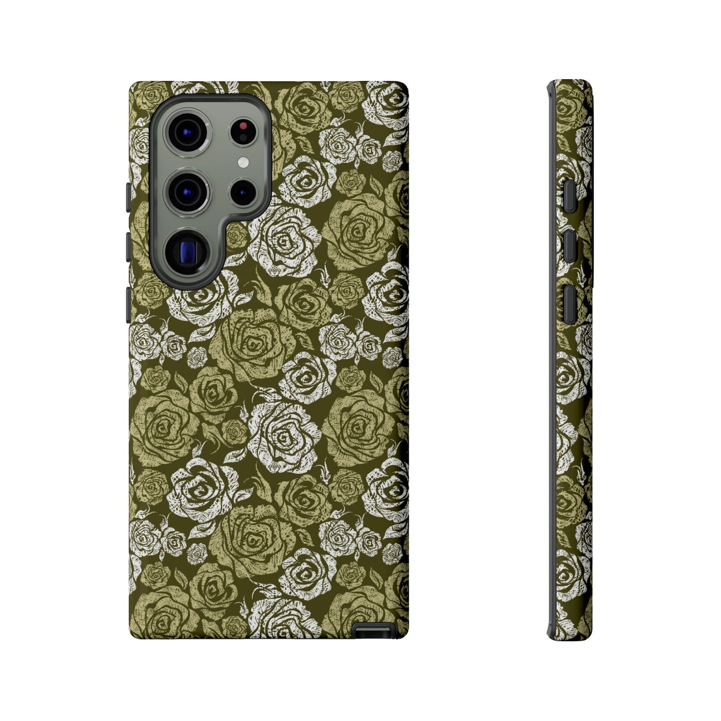 Floral Olive Rose Pattern Tough Phone Case