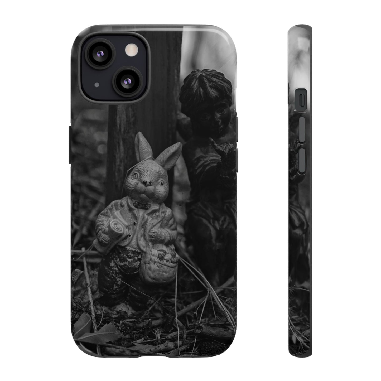 Vintage Gothic Bunny Tough Phone Case — Dark Garden Statue Protective Cover