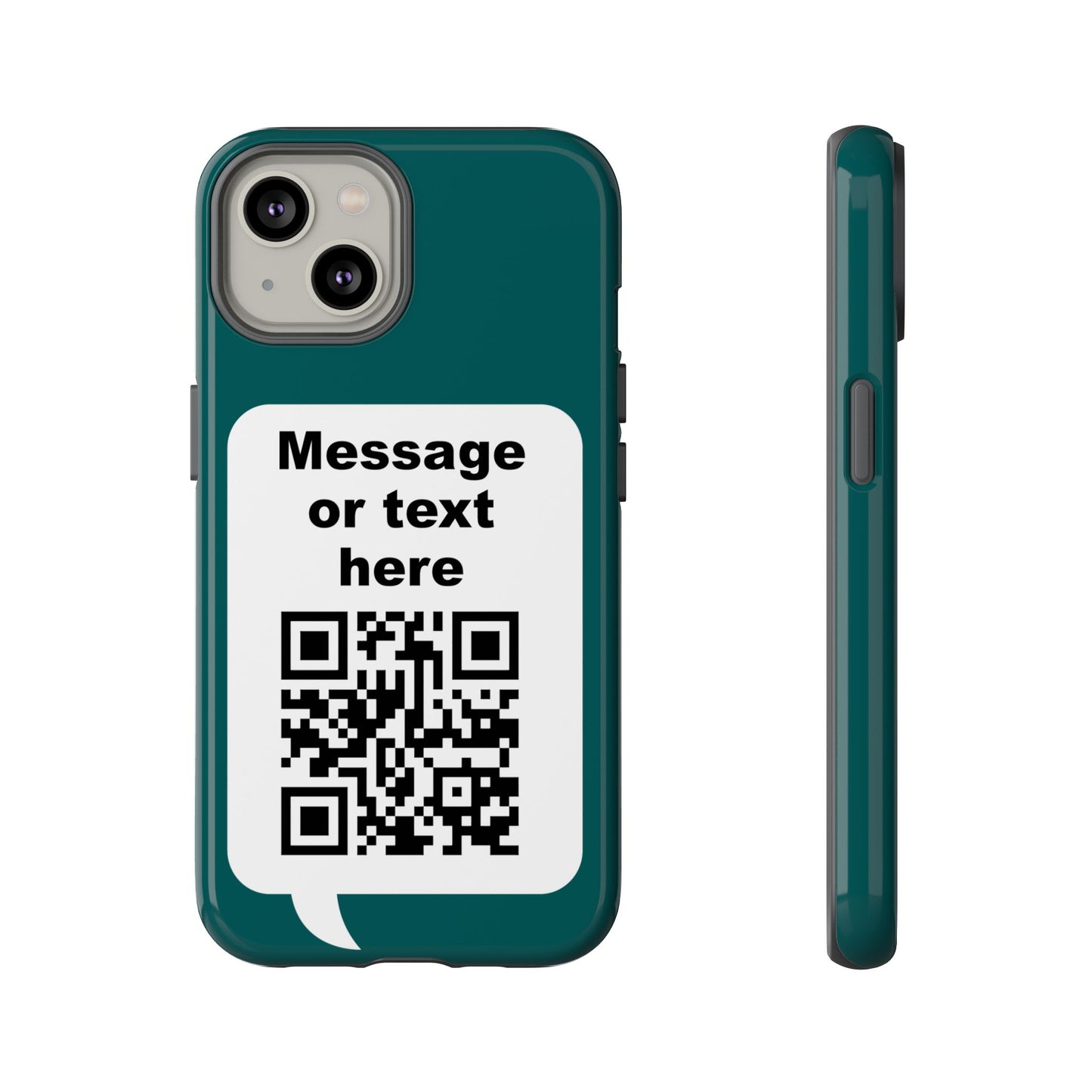 Custom QR Code Tough Phone Case — "Custom text" Contact Case