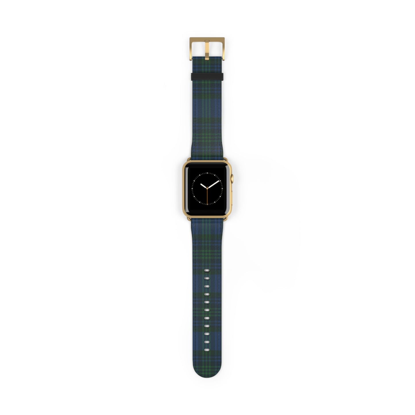 Tartan plaid watch band in classic green and black, Scottish tartan style, for Apple Watch, casual and formal wear
