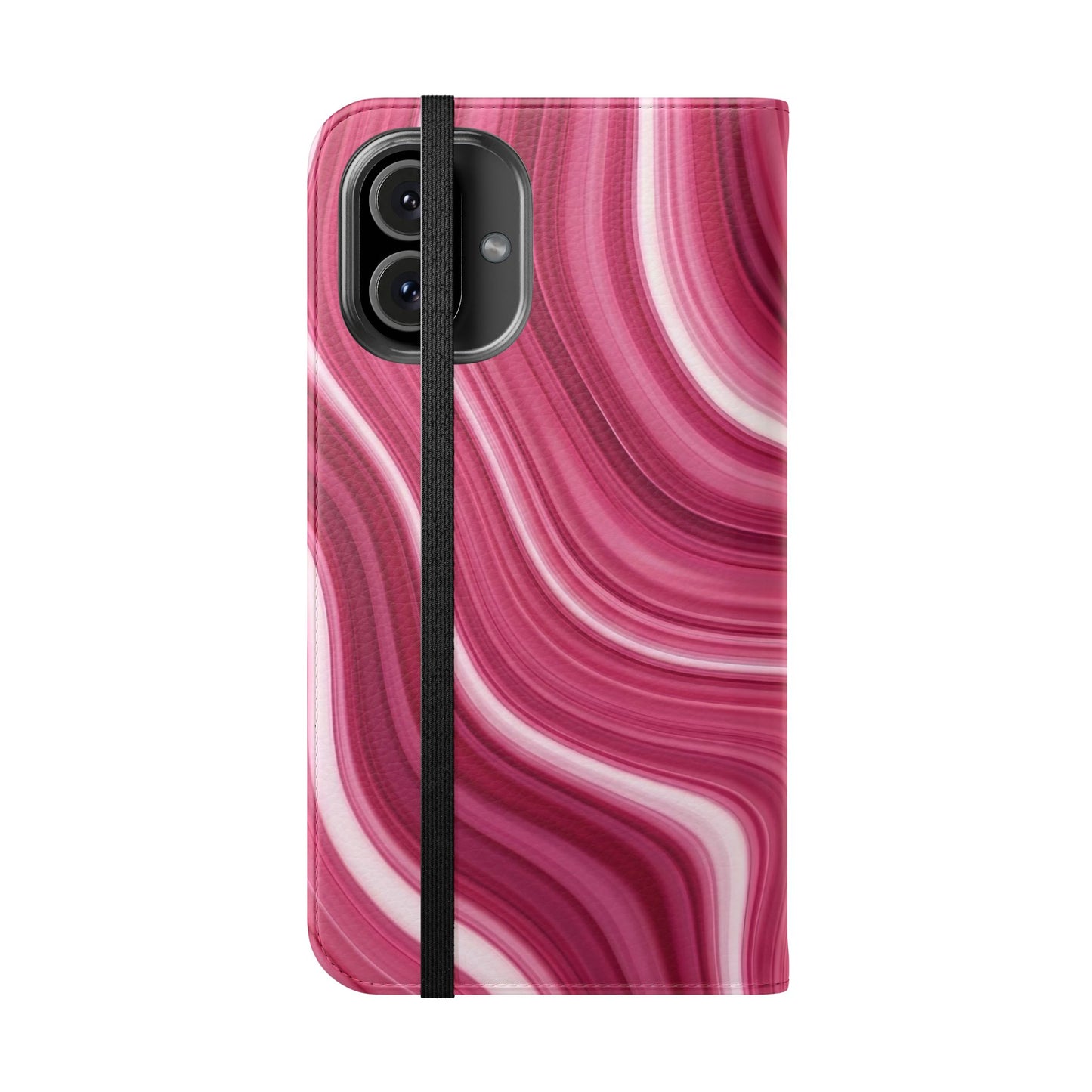 Pink Marble Swirl Flip Case — Wallet Phone Cover with Card Slots
