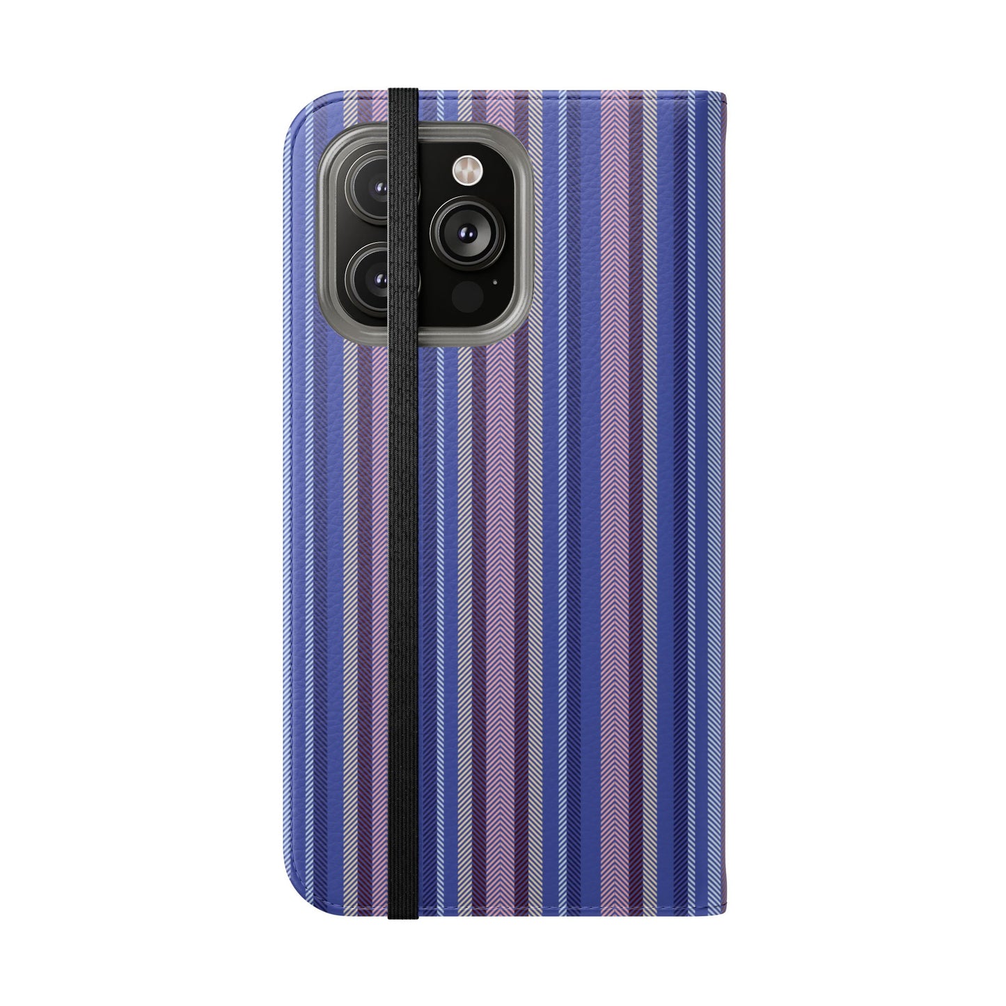 Striped Blue Flip Phone Case — Wallet Folio Phone Cover