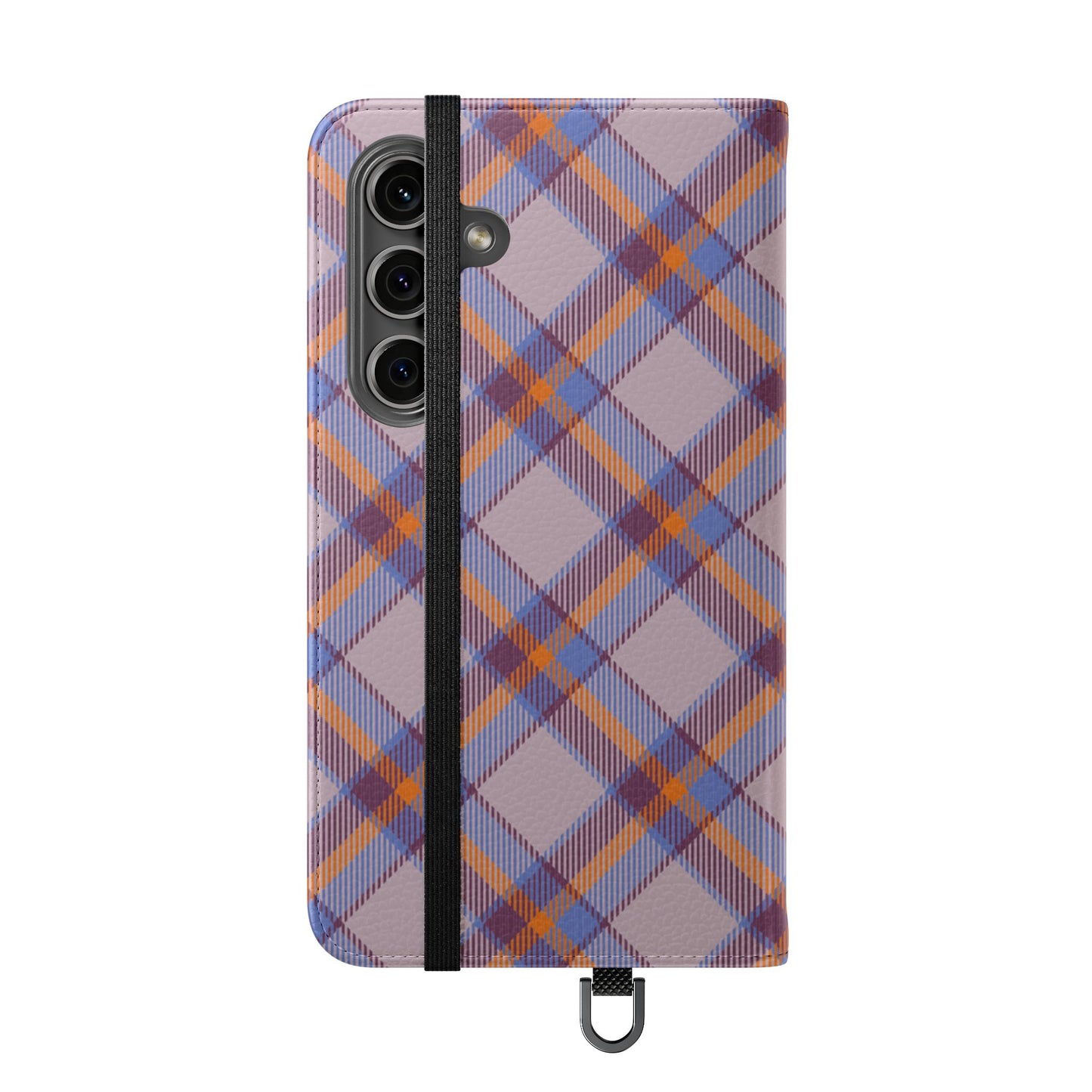 Tartan Flip Phone Case — purple & Orange Plaid Wallet Cover