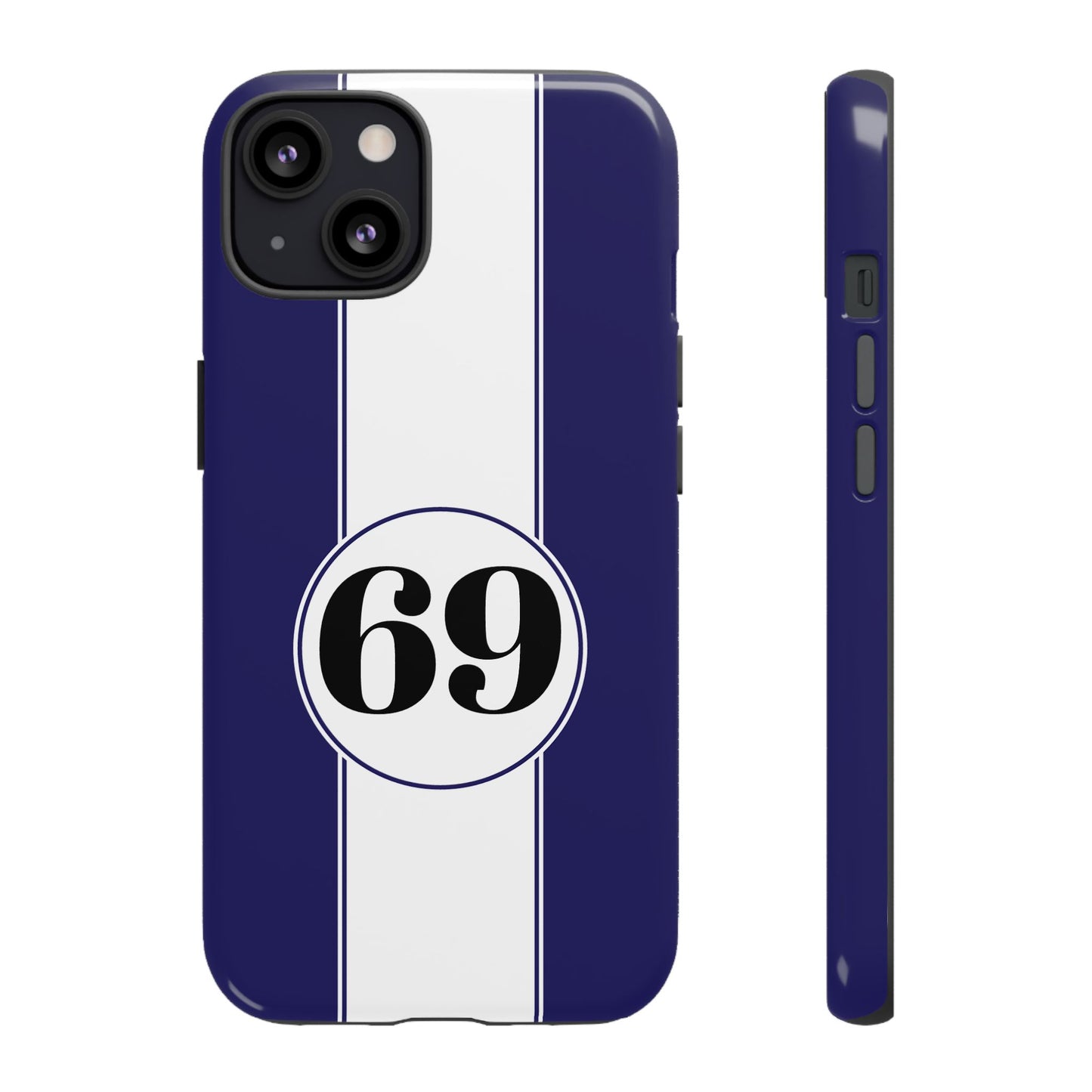 Custom Number Racing Stripe Tough Phone Case for Apple iPhone, Samsung Galaxy and Google Pixel.