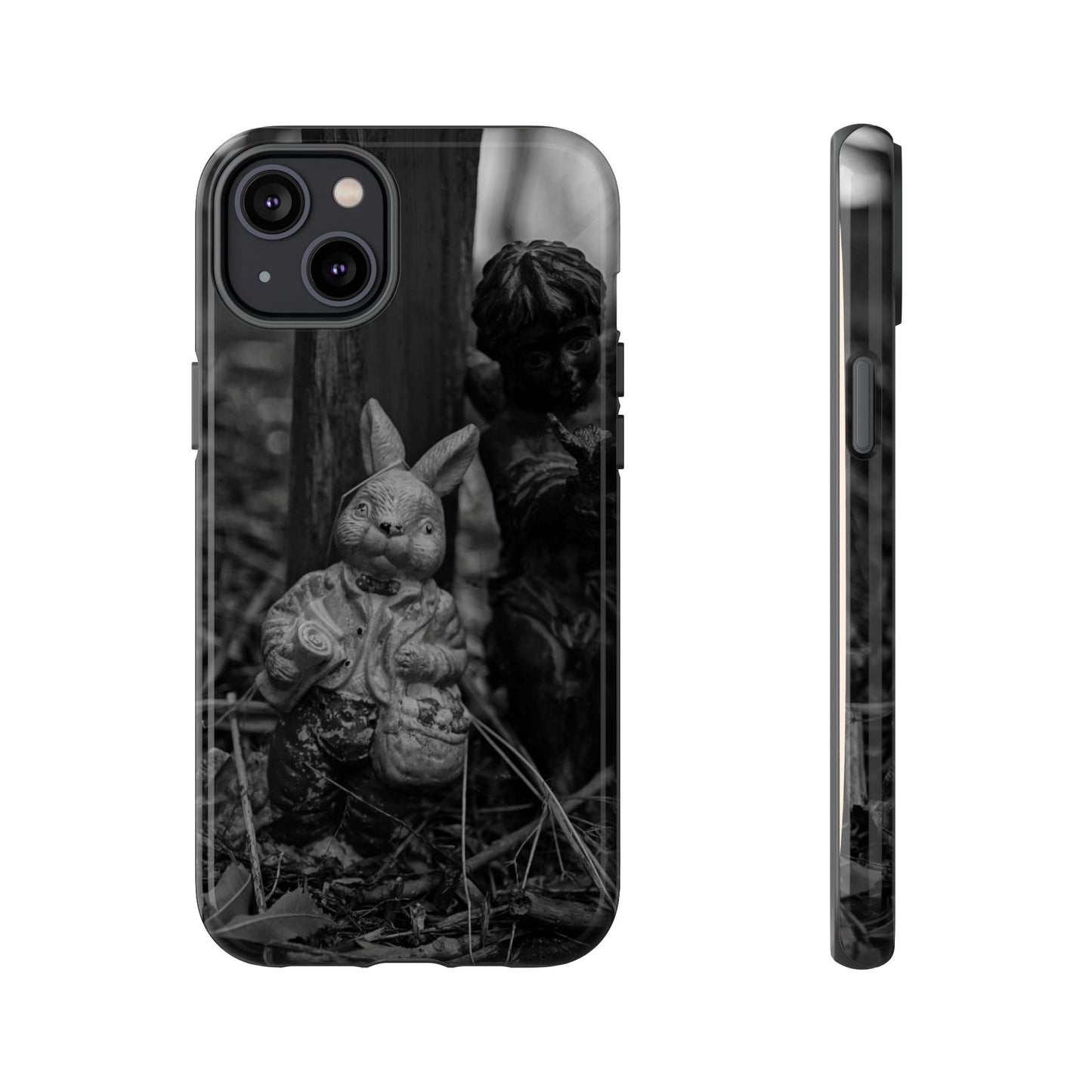 Vintage Gothic Bunny Tough Phone Case — Dark Garden Statue Protective Cover