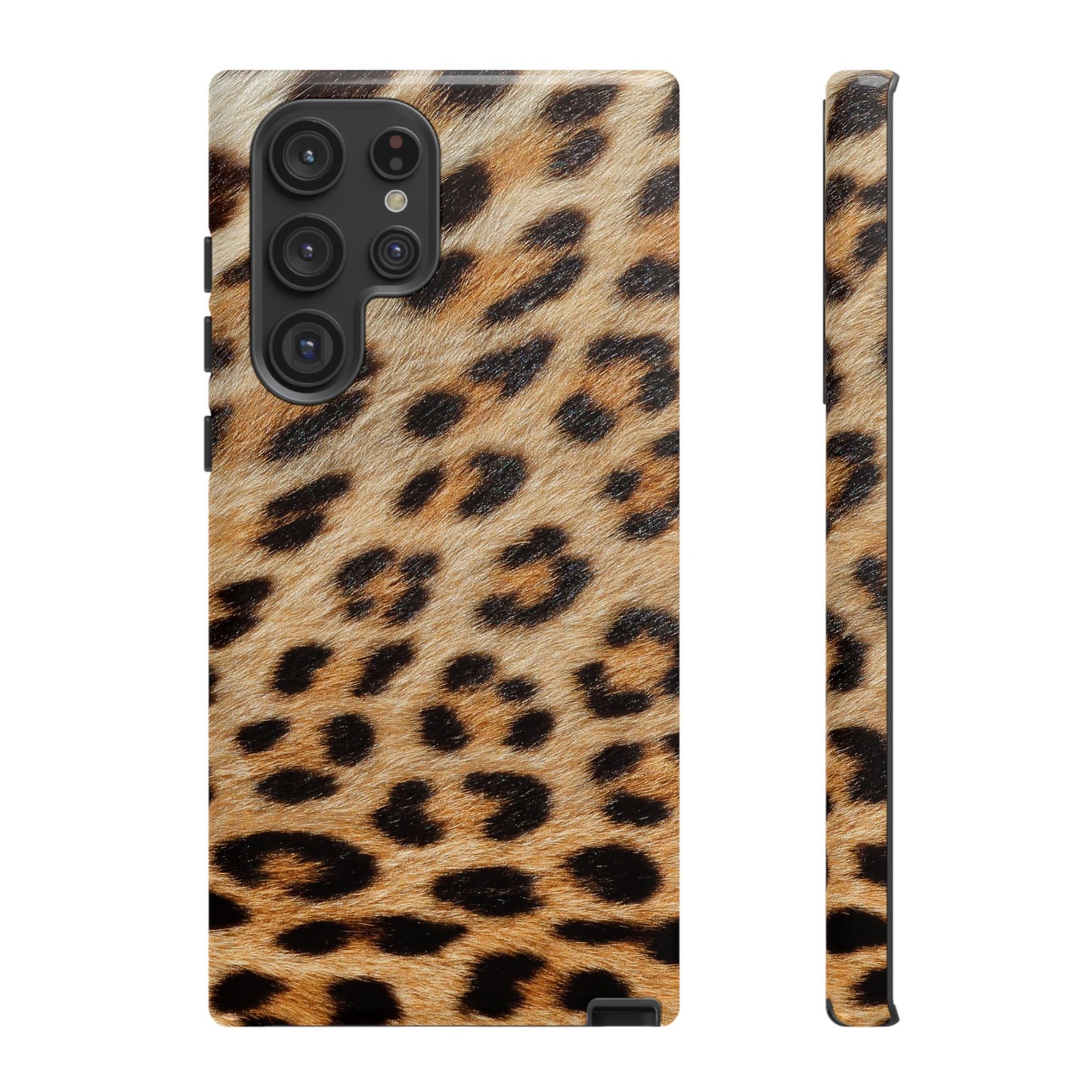 Leopard Print Tough Phone Case — Durable Protective Case with Wild Animal Fur Design