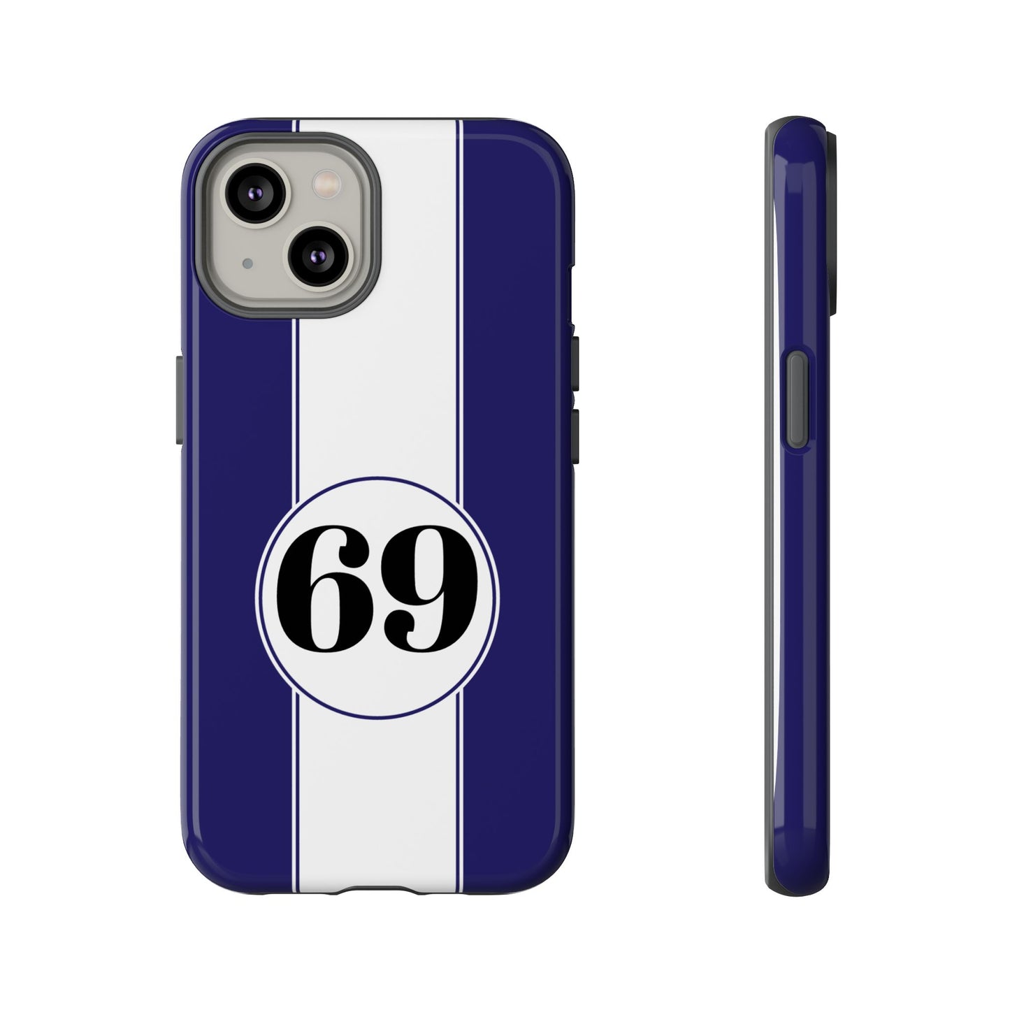 Custom Number Racing Stripe Tough Phone Case for Apple iPhone, Samsung Galaxy and Google Pixel.