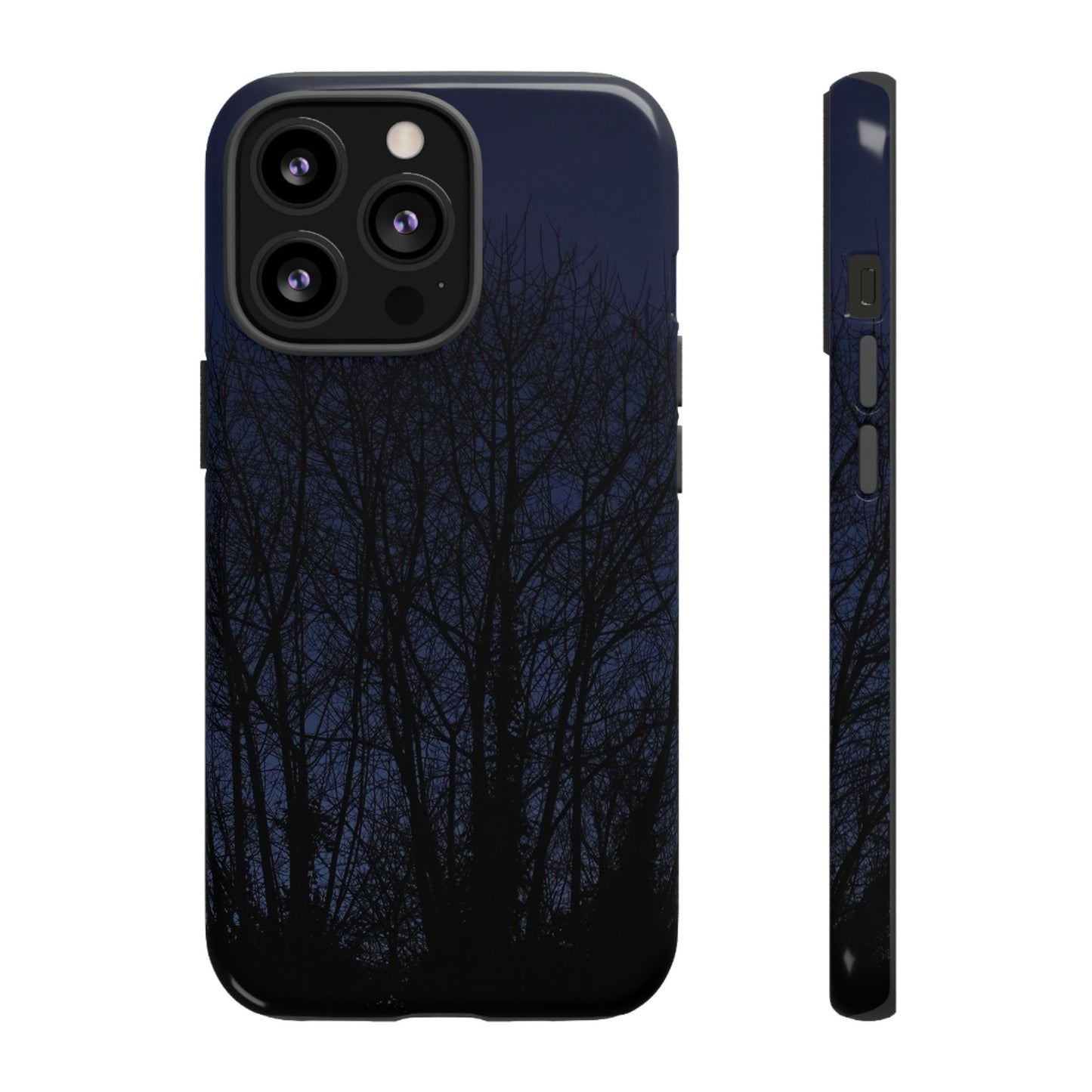 Night Forest Phone Case — Dark Tree Silhouette Protective Tough Case