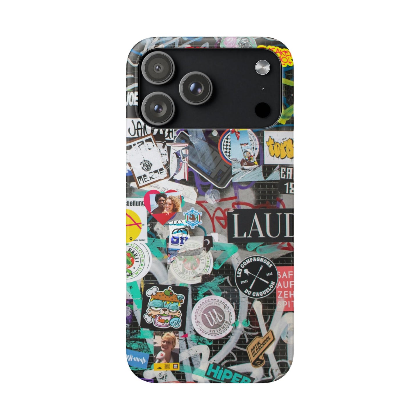 Sticker Bomb Personalised Graffiti Slim Phone Case for Apple iPhone, Samsung Galaxy and Google Pixel.
