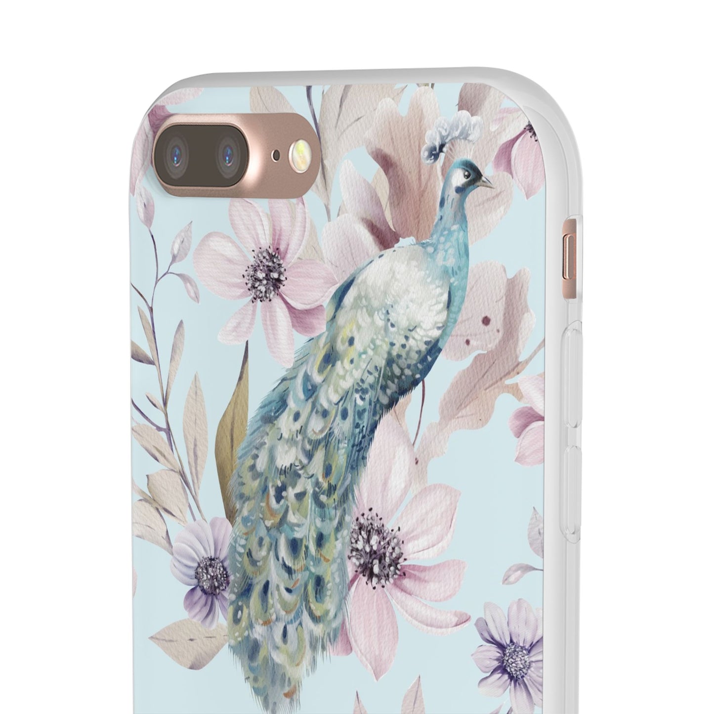 Peacock Floral Phone Case — Pastel Watercolor Bird Slim Case