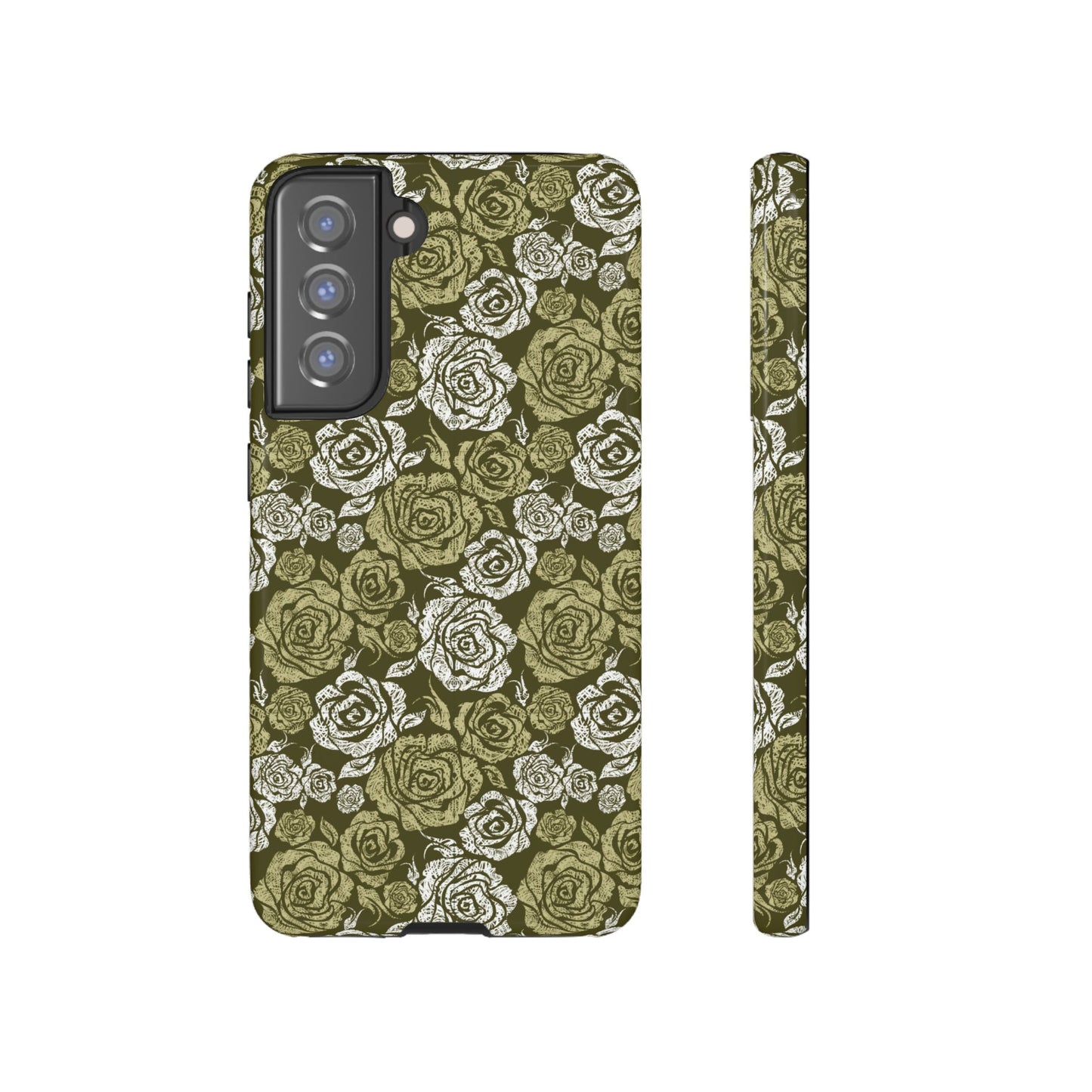 Floral Olive Rose Pattern Tough Phone Case