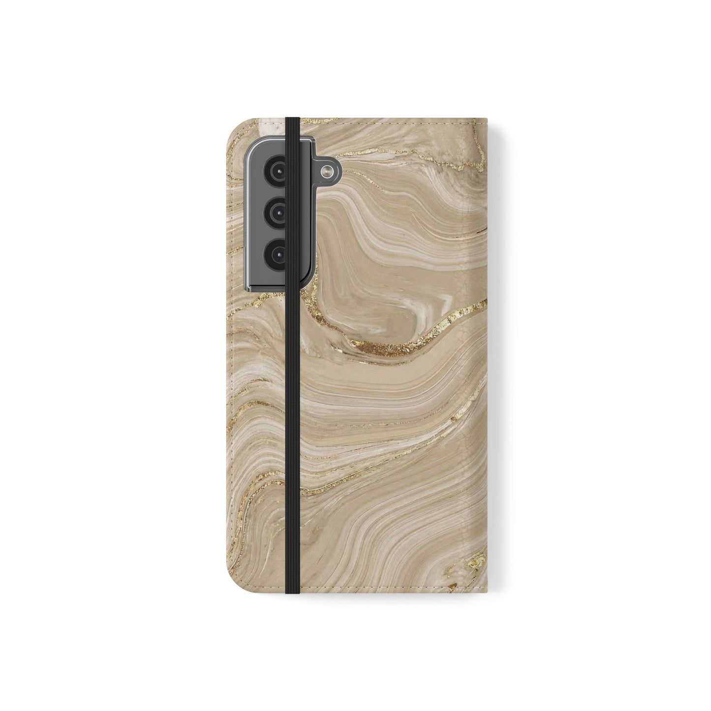 Marble Beige Flip Phone Case – Stylish Wallet Phone Cover with Card Slots