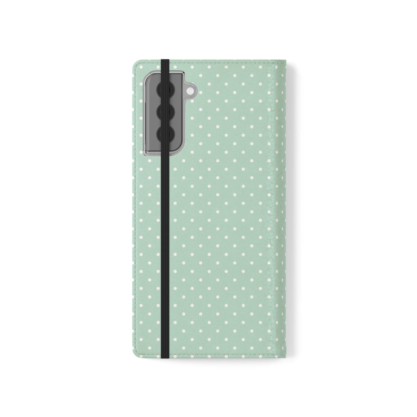 Polka Dot Flip Phone Case — Pastel Green-White Polka Dot Wallet Cover