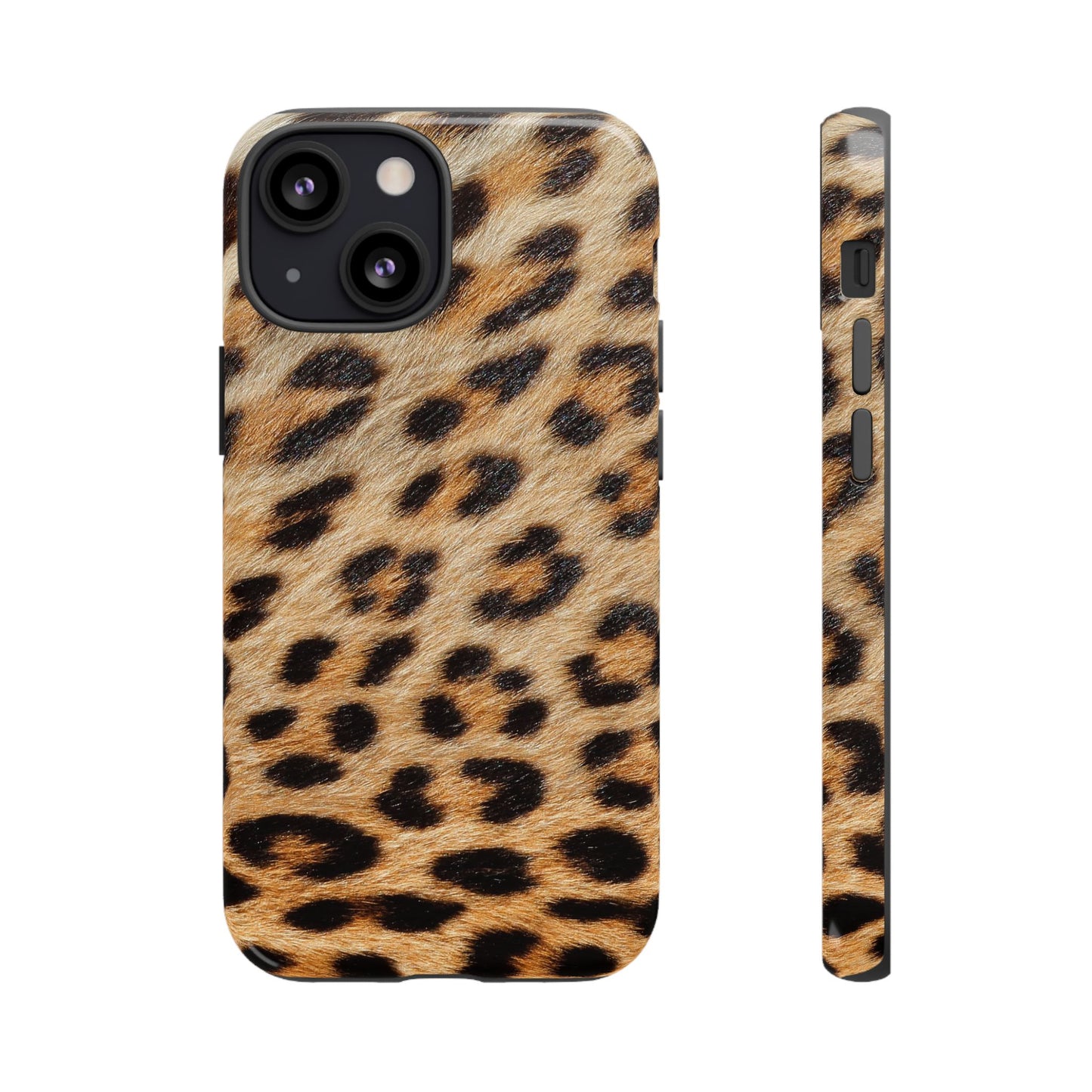 Leopard Print Tough Phone Case — Durable Protective Case with Wild Animal Fur Design