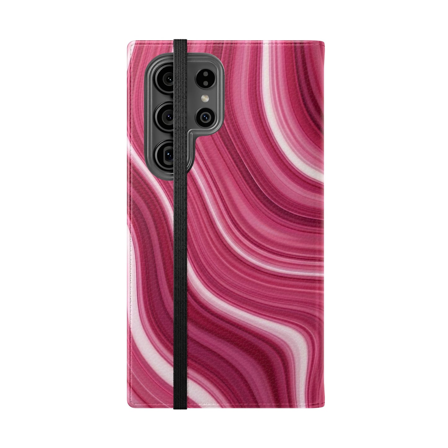 Pink Marble Swirl Flip Case — Wallet Phone Cover with Card Slots