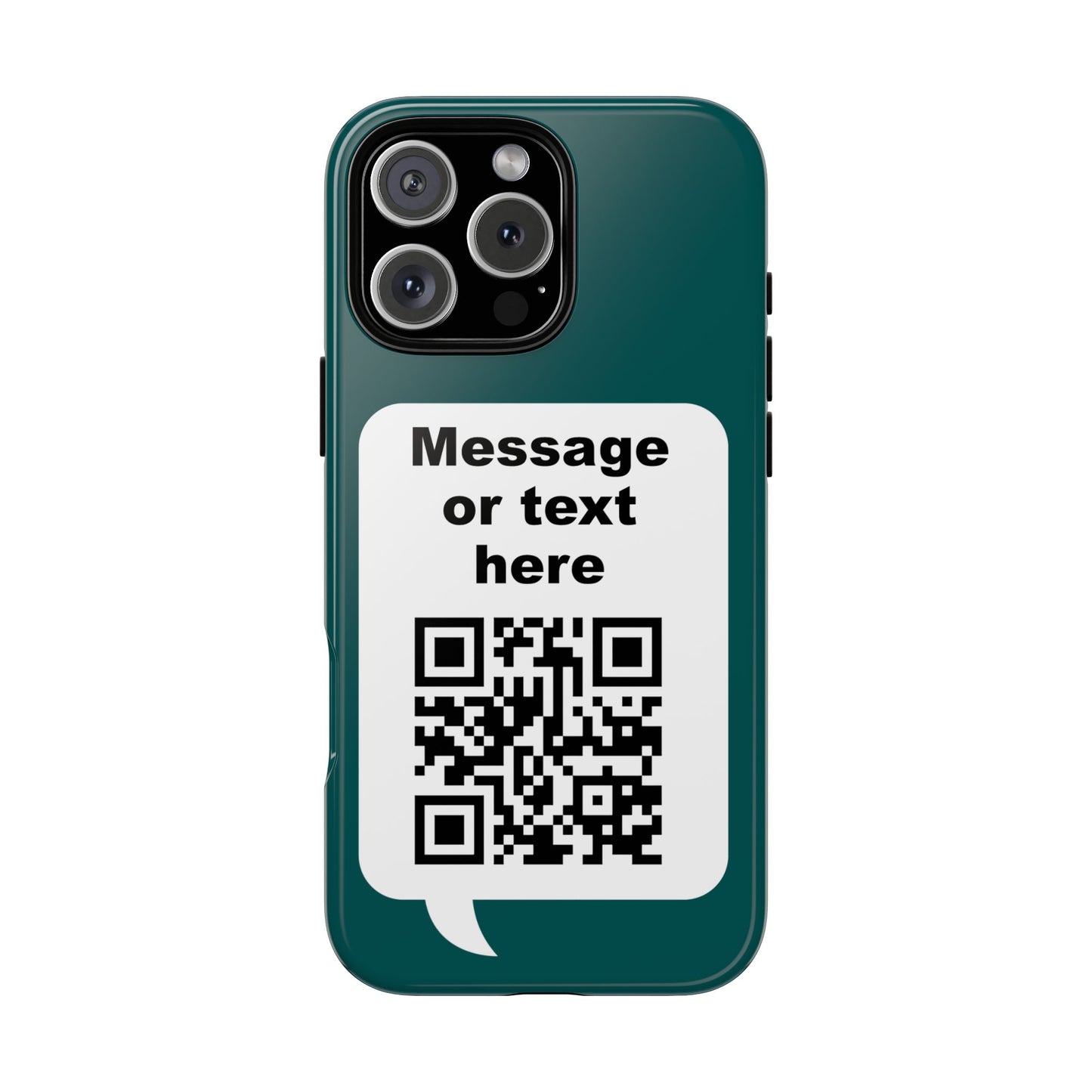 Custom QR Code Tough Phone Case — "Custom text" Contact Case