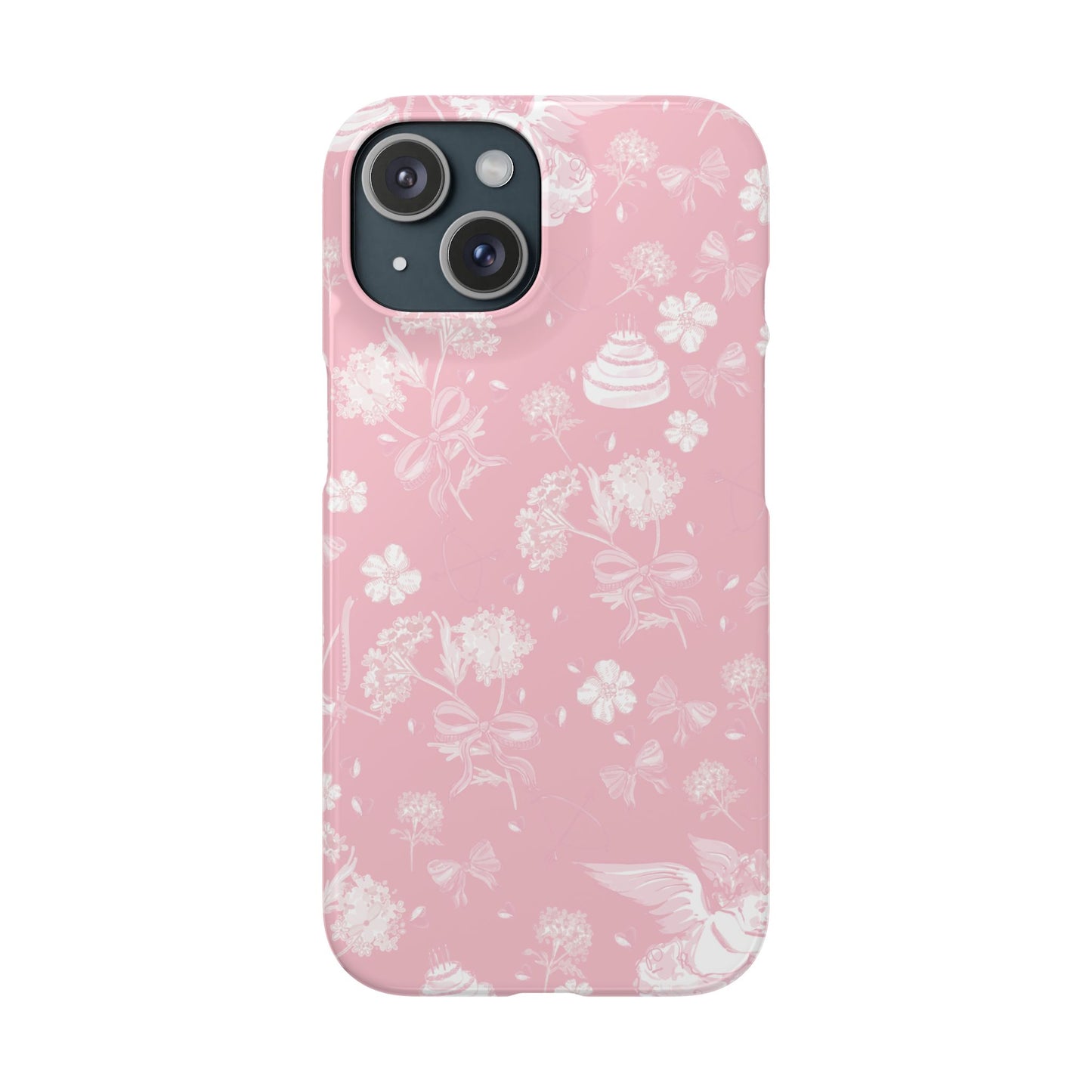Pink Floral Slim Phone Case for Apple iPhone, Samsung Galaxy and Google Pixel.