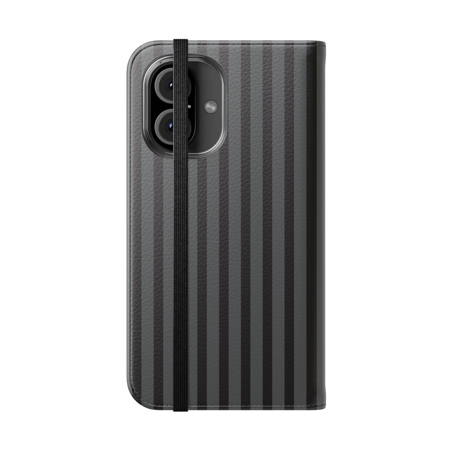 Striped Gray Flip Phone Case — Wallet Flip Case with Card Slots