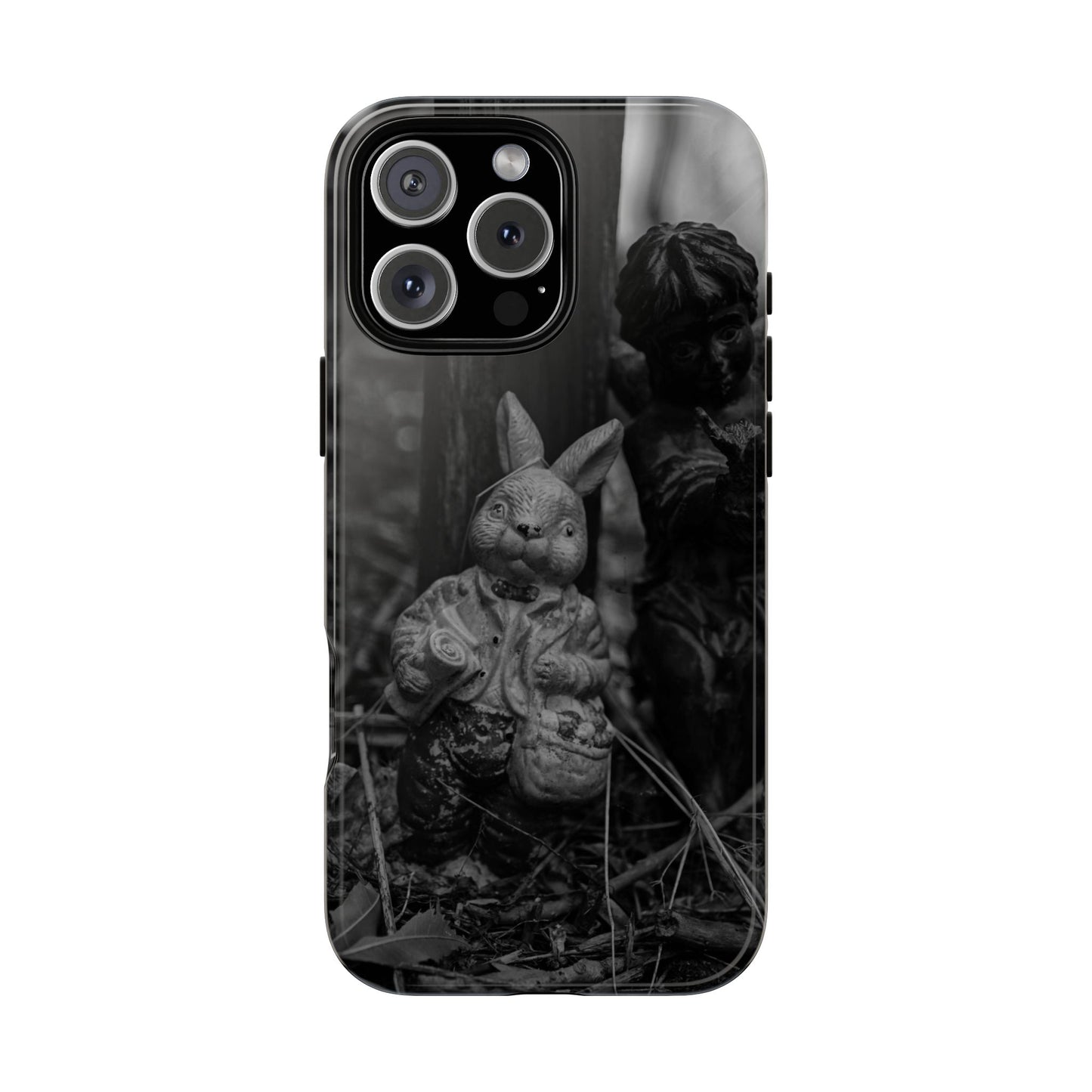Vintage Gothic Bunny Tough Phone Case — Dark Garden Statue Protective Cover